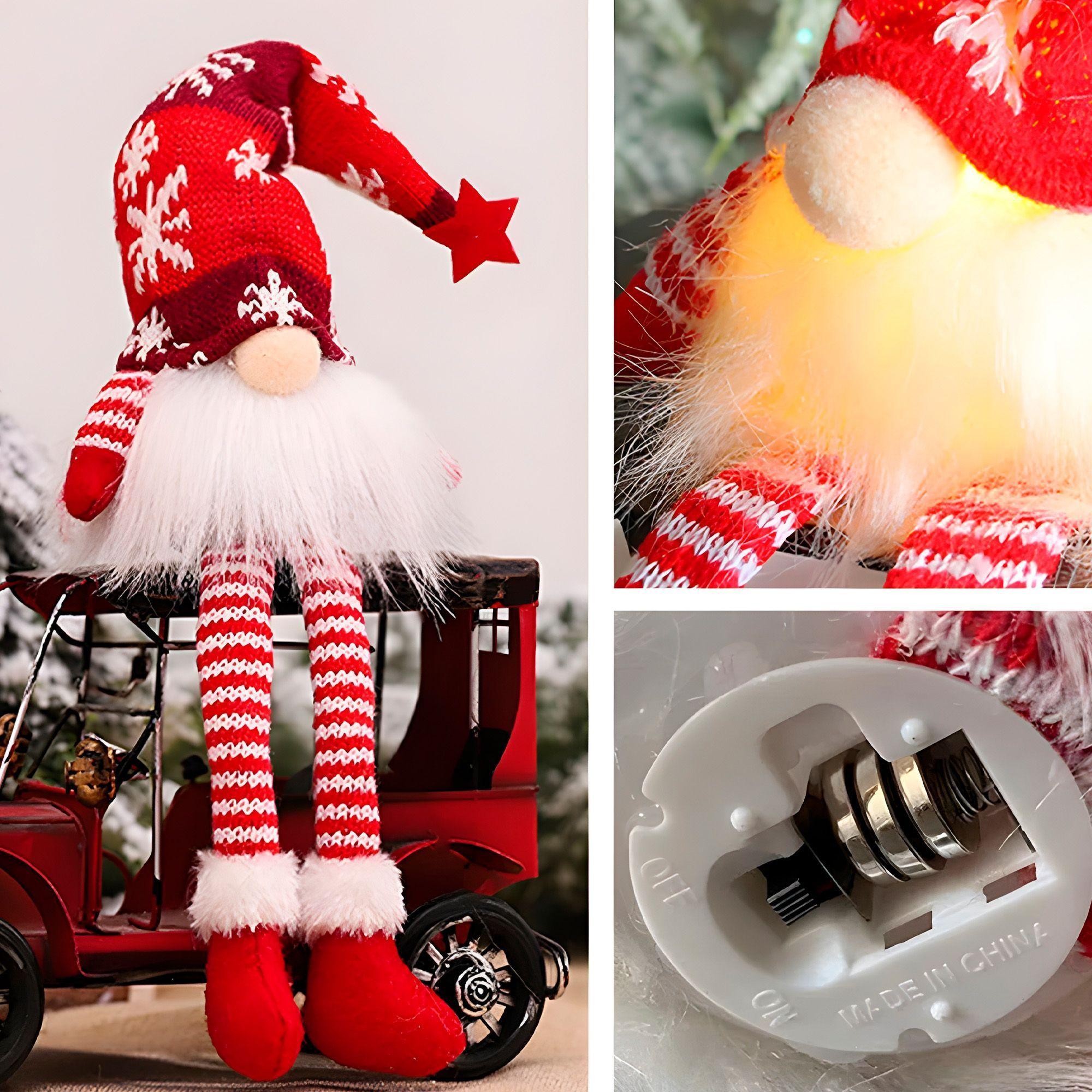 2 Gnomos Navideños Mono Iluminacion Patas Cortas Y Largas-4