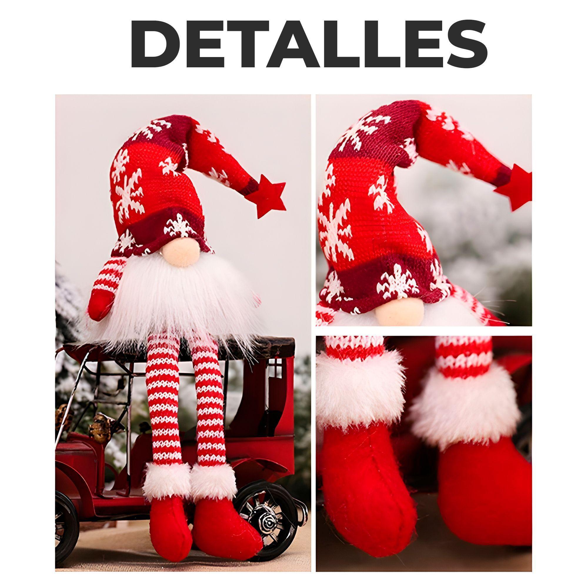 2 Gnomos Navideños Mono Iluminacion Patas Cortas Y Largas-6