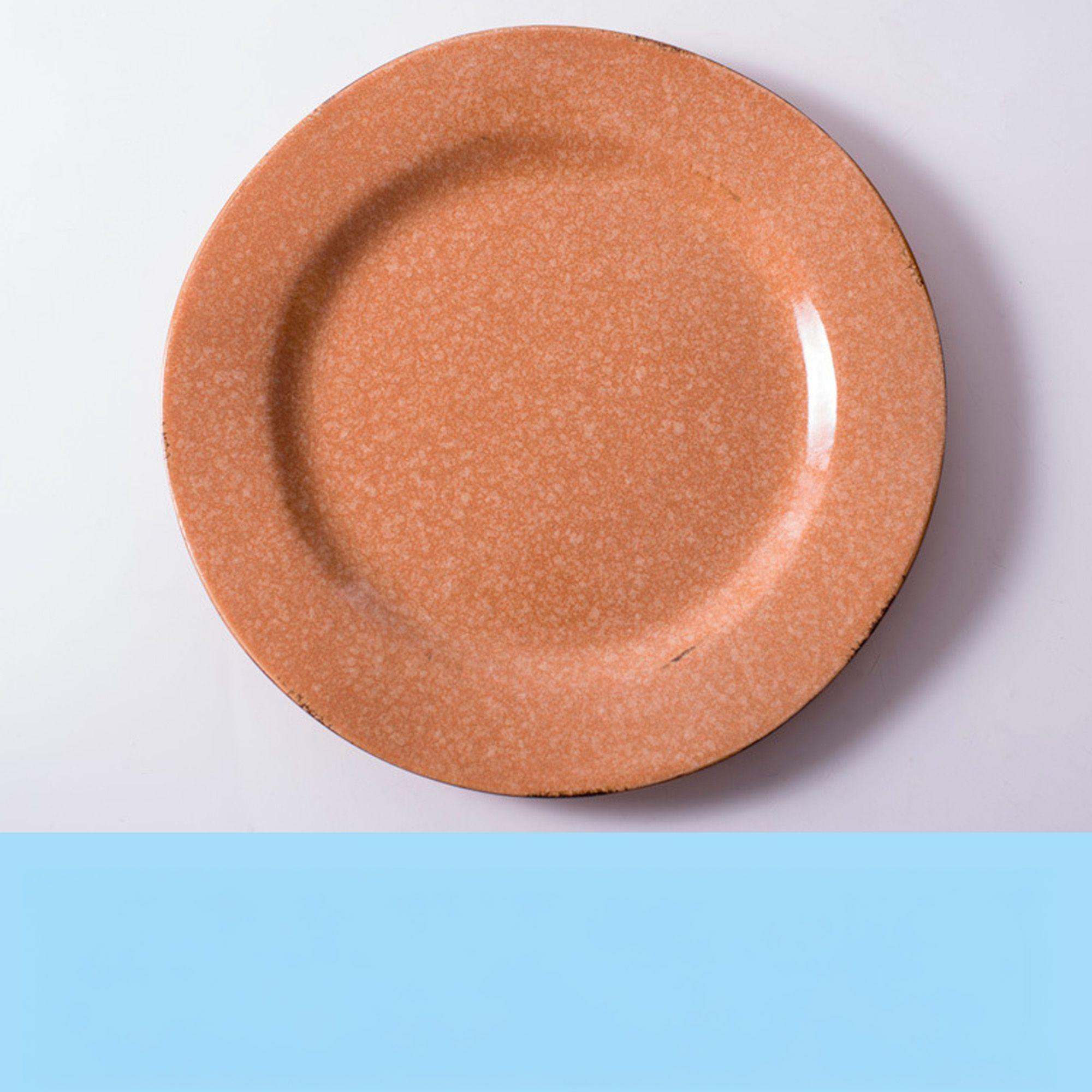 Plato Llano De Fondo Cerámica Naranja Con Manchas 27 8cm X4-2