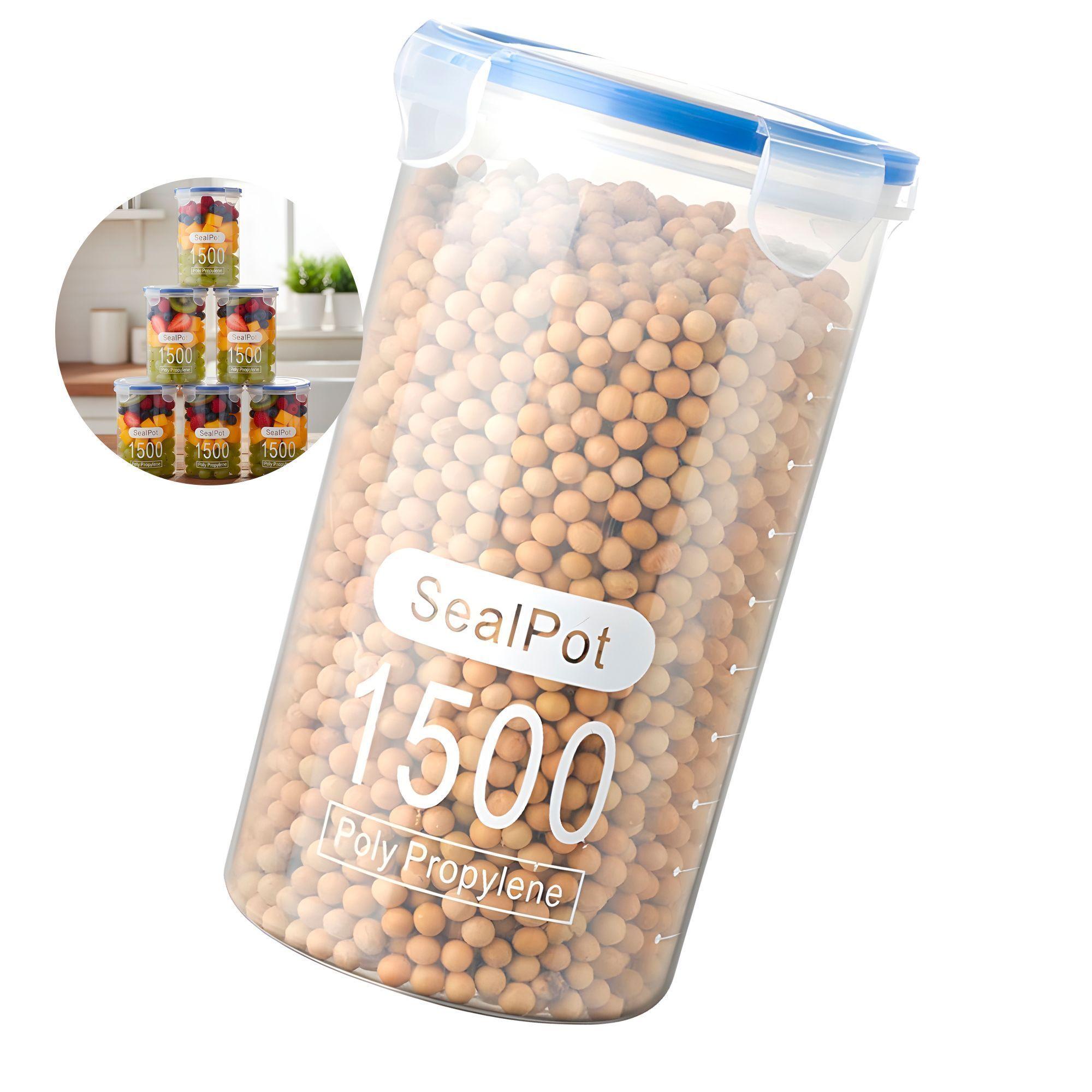 3 Taper Sellado 1500ml Plastico Almacenaje Bocadillo Snack-0