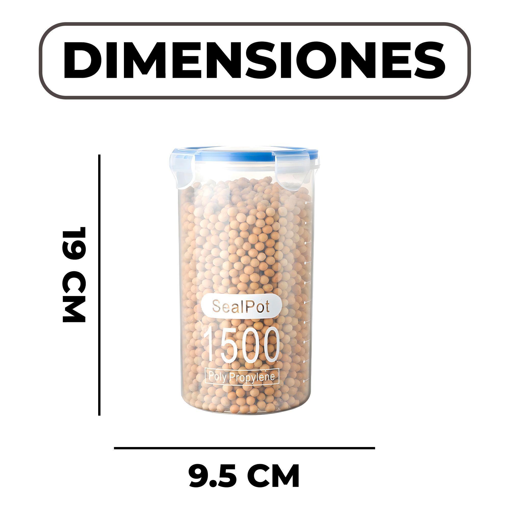 3 Taper Sellado 1500ml Plastico Almacenaje Bocadillo Snack-1