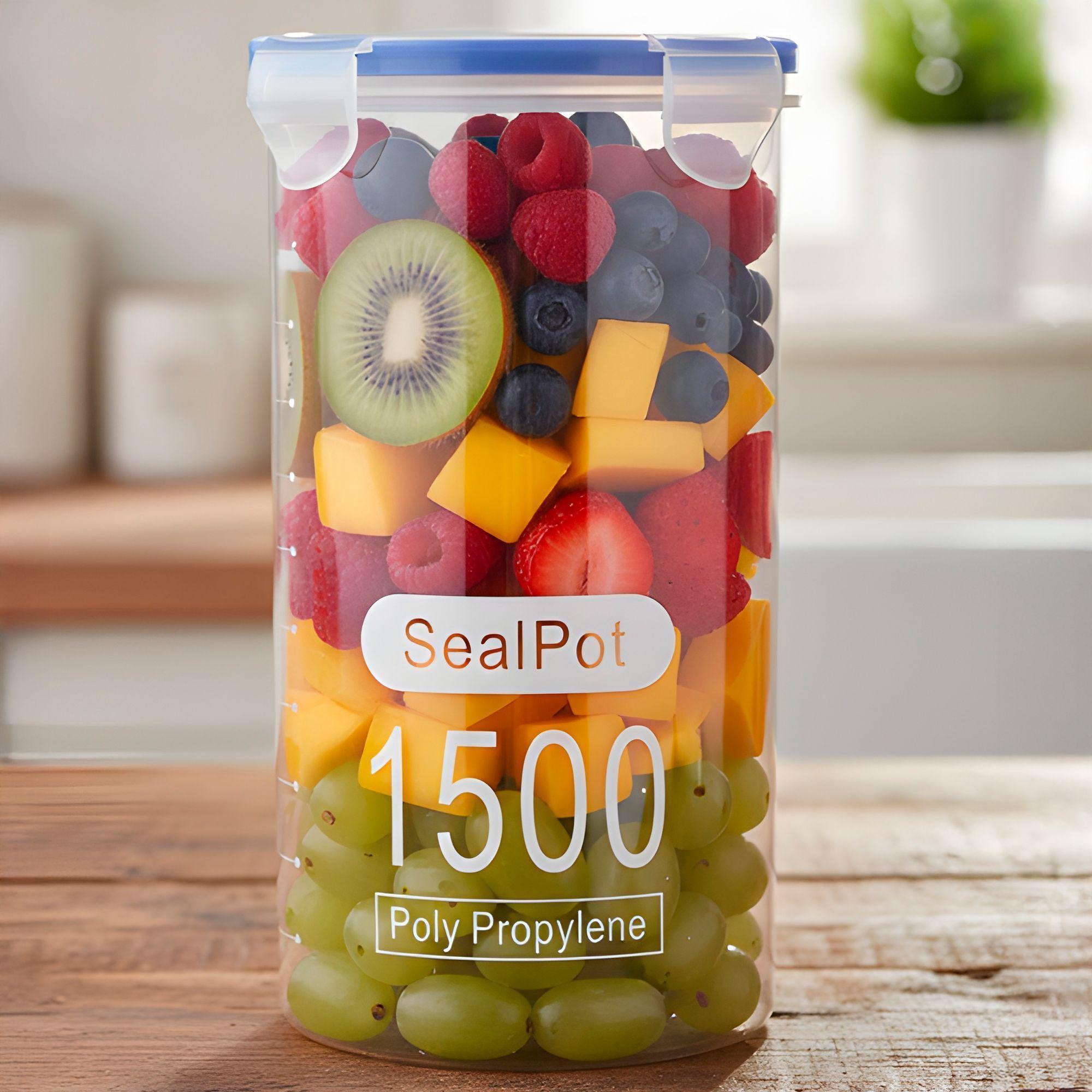 3 Taper Sellado 1500ml Plastico Almacenaje Bocadillo Snack-2