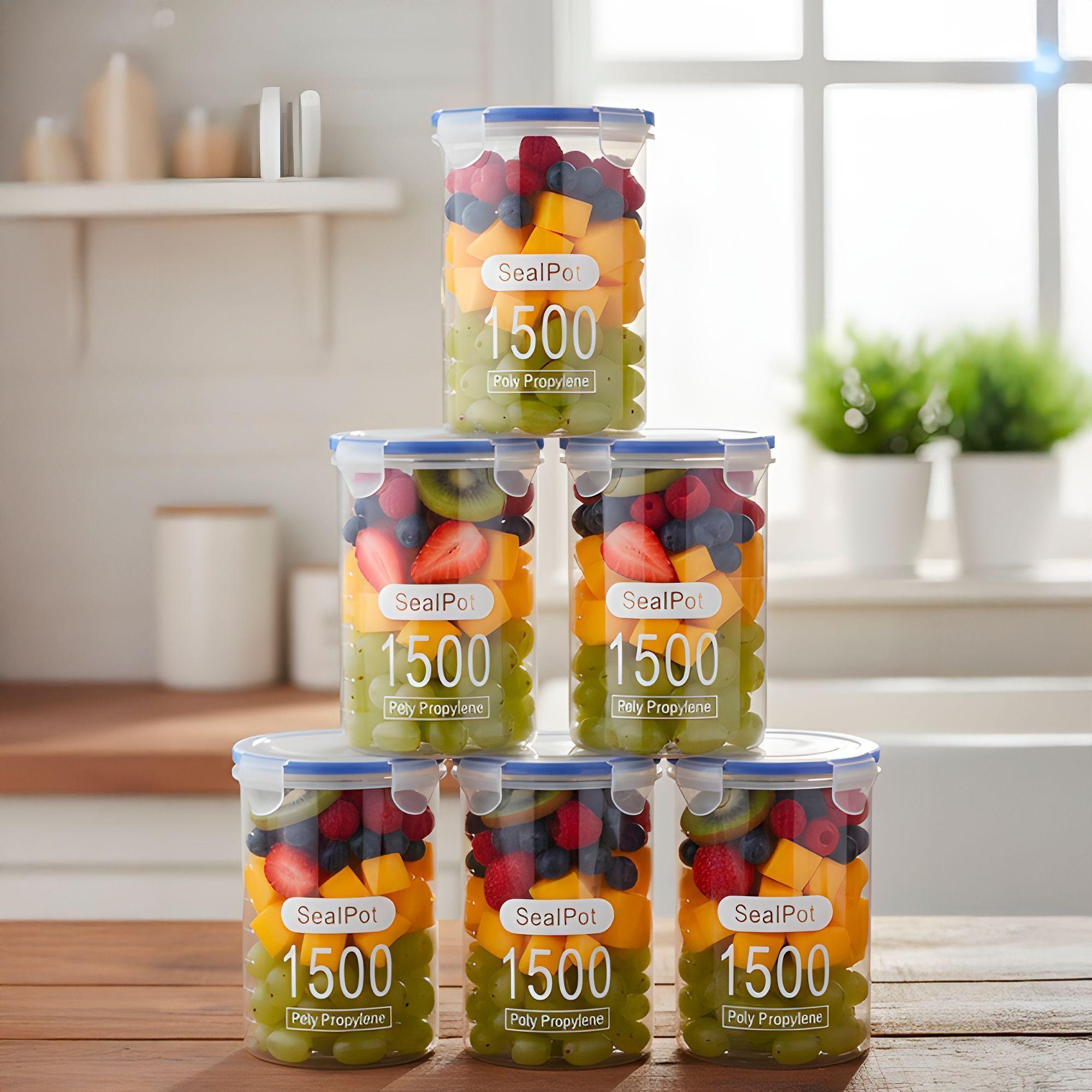 3 Taper Sellado 1500ml Plastico Almacenaje Bocadillo Snack-3
