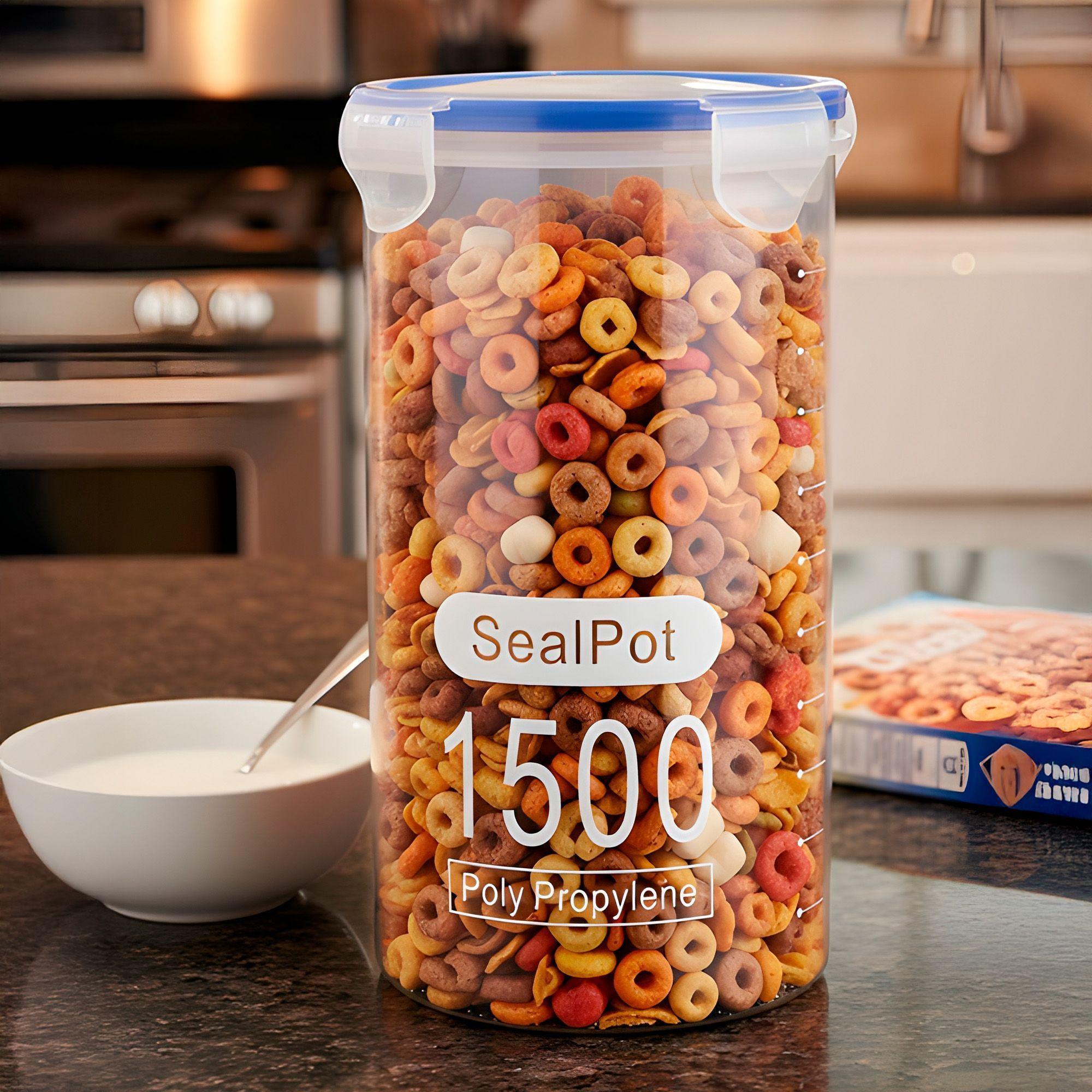 3 Taper Sellado 1500ml Plastico Almacenaje Bocadillo Snack-8