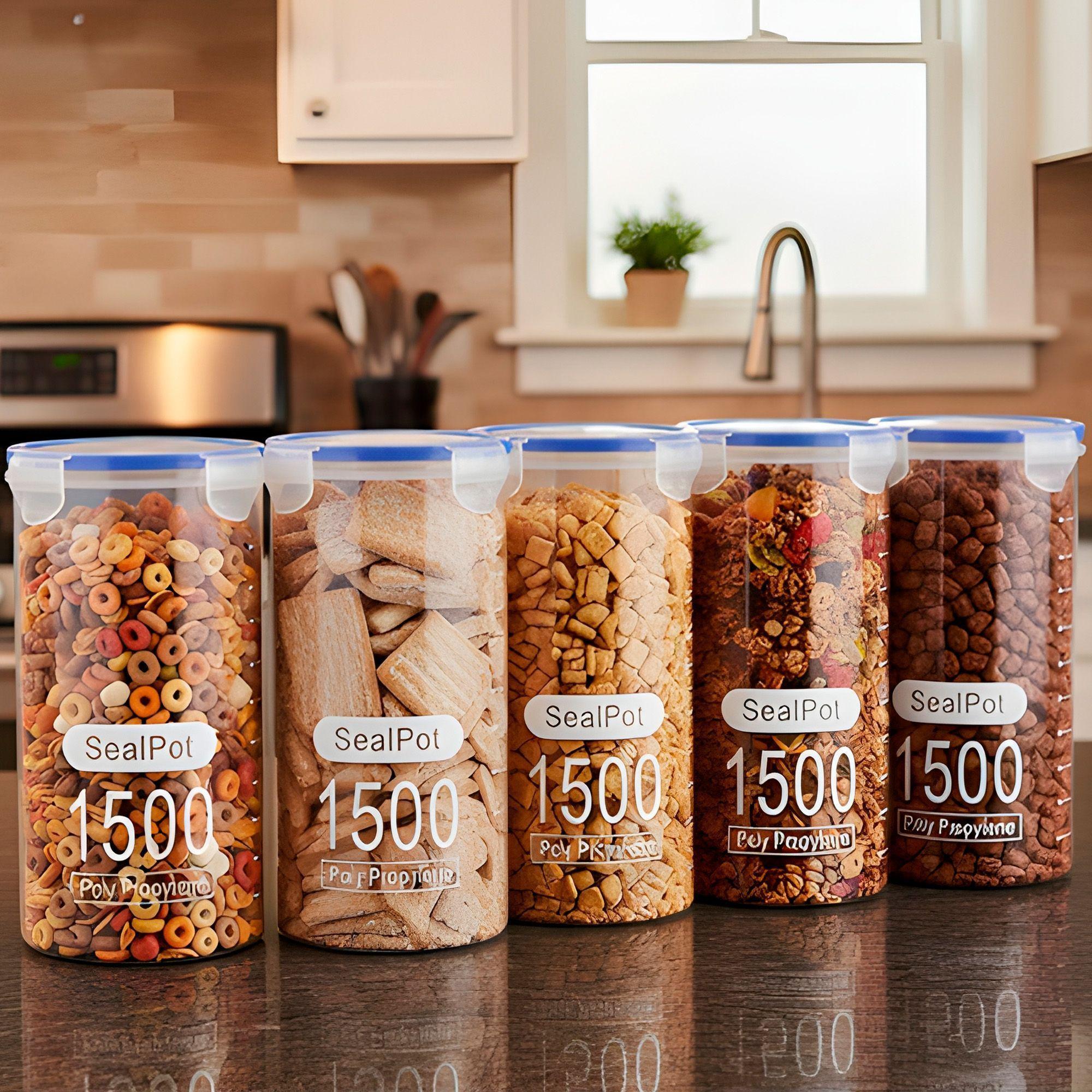 3 Taper Sellado 1500ml Plastico Almacenaje Bocadillo Snack-9