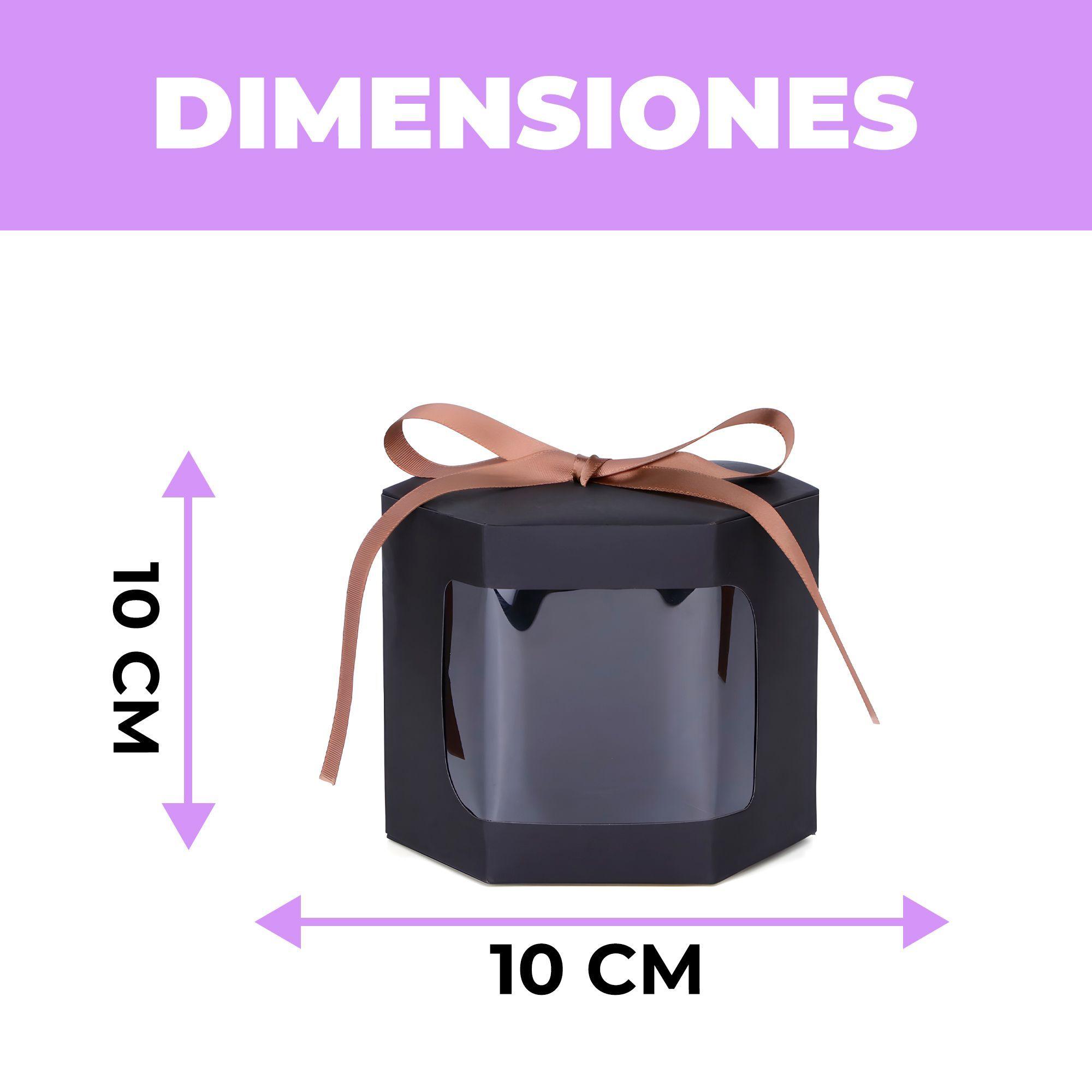 20 Cajas Regalo Hexagonal Negra Visor Frontal 10x10x10 Cm-1
