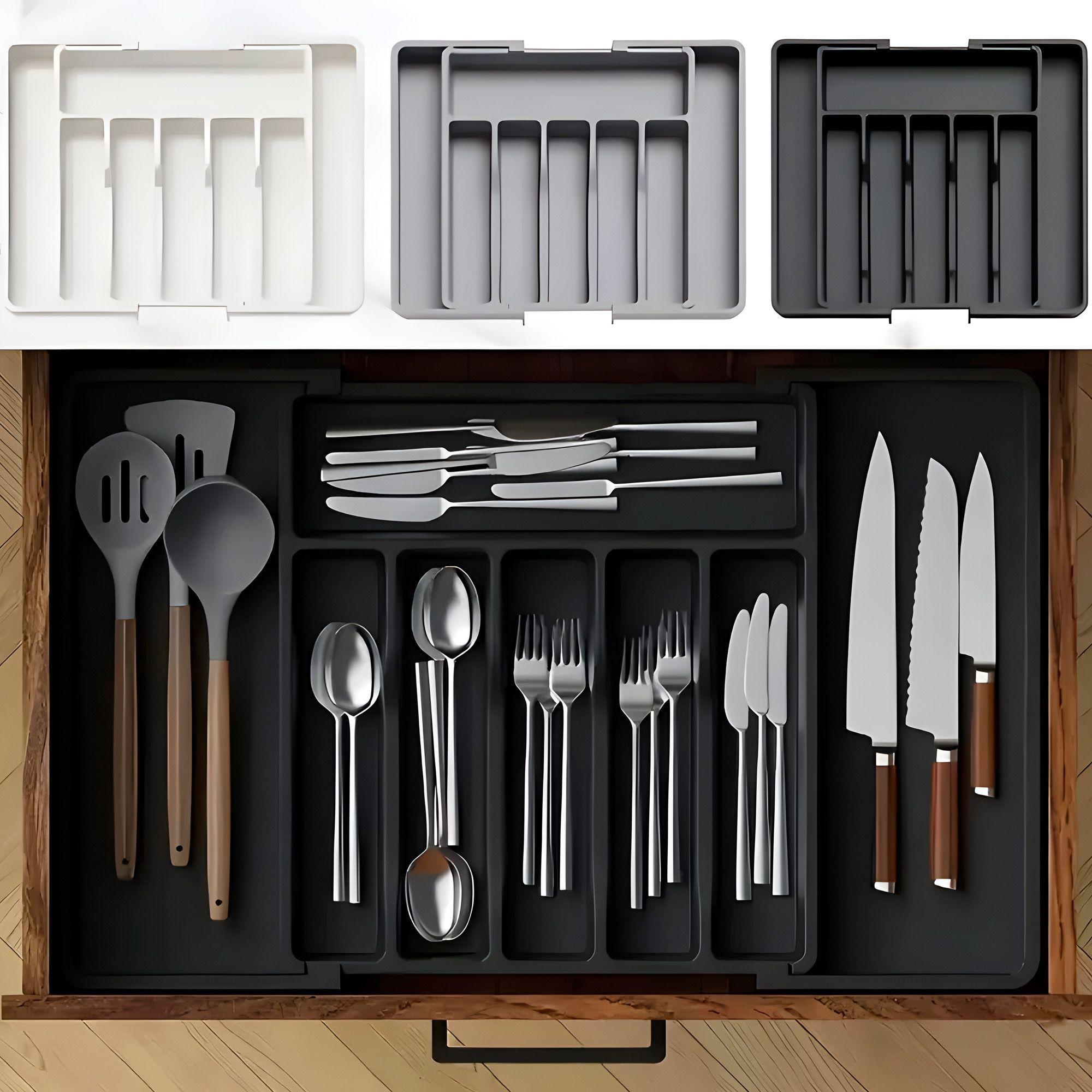 Cubertero Organizador Cubiertos Extensible Negro 8 Espacios Agregar a favoritos-3