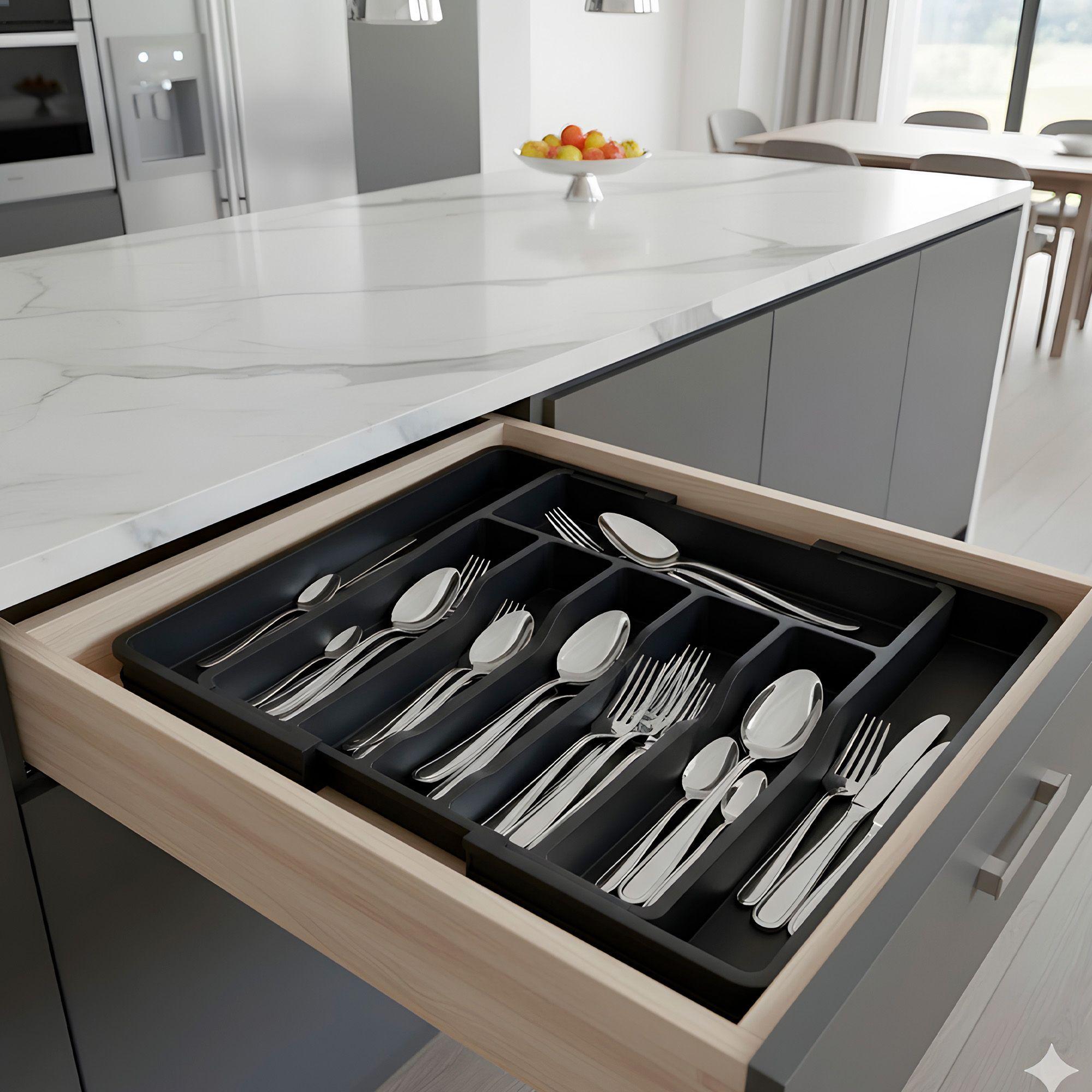 Cubertero Organizador Cubiertos Extensible Negro 8 Espacios Agregar a favoritos-8