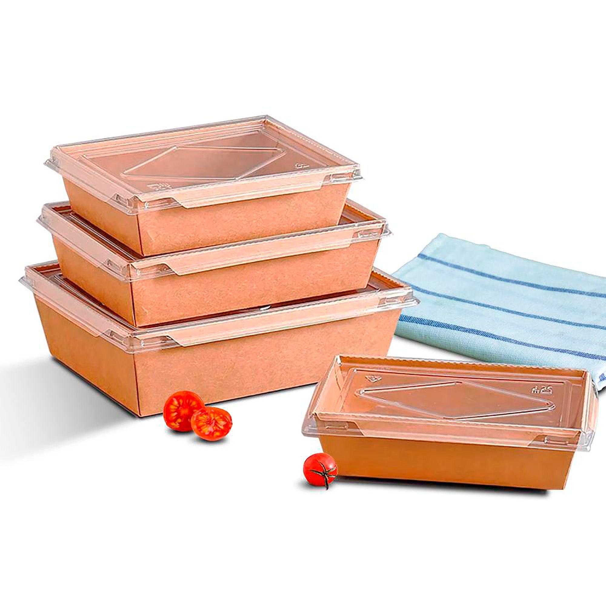 Bandeja Kraft Con Tapa Recipiente Contenedor 700ml 50u-0