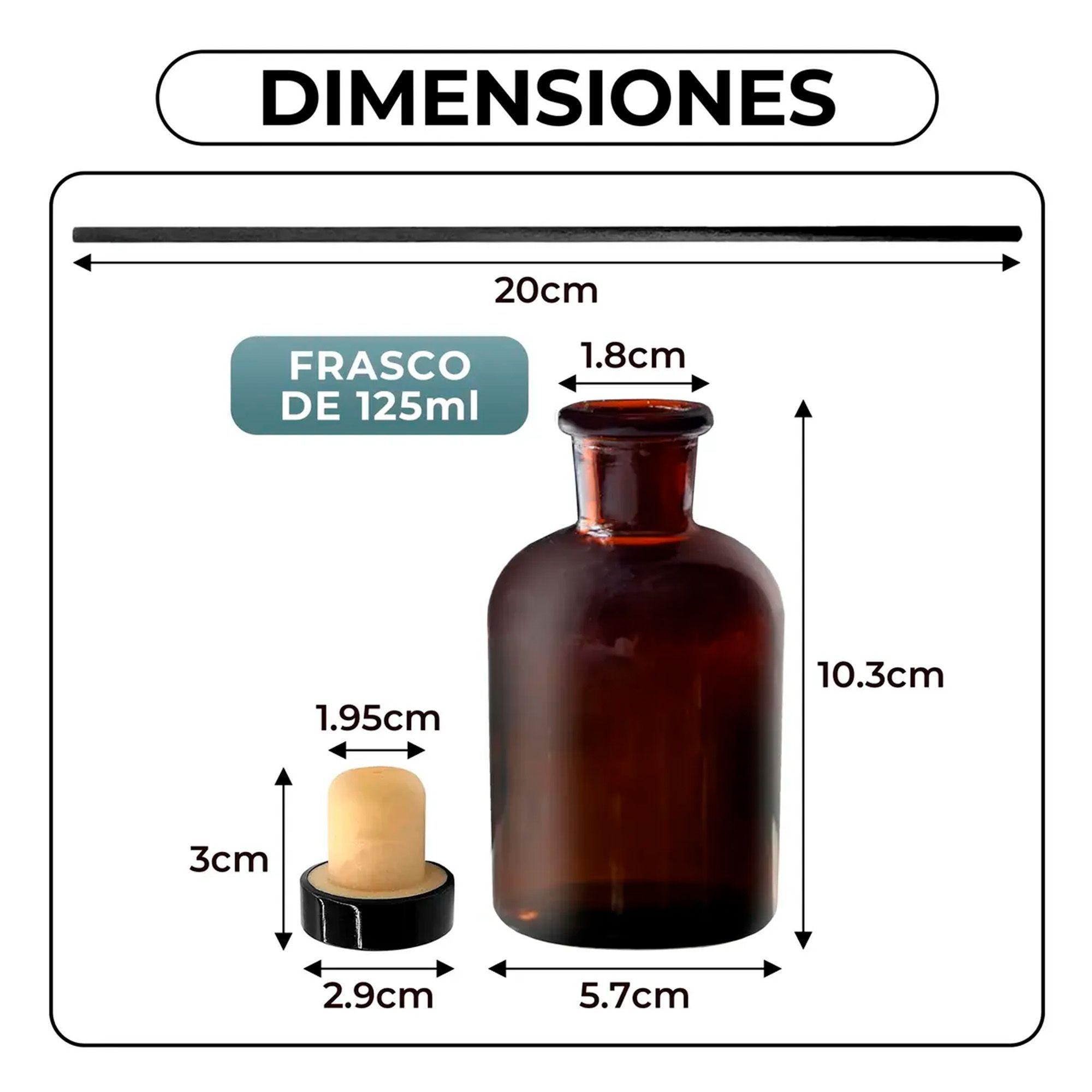 Frasco Mikado Difusor Vidrio Con Tapa Varillas X10 Set-5