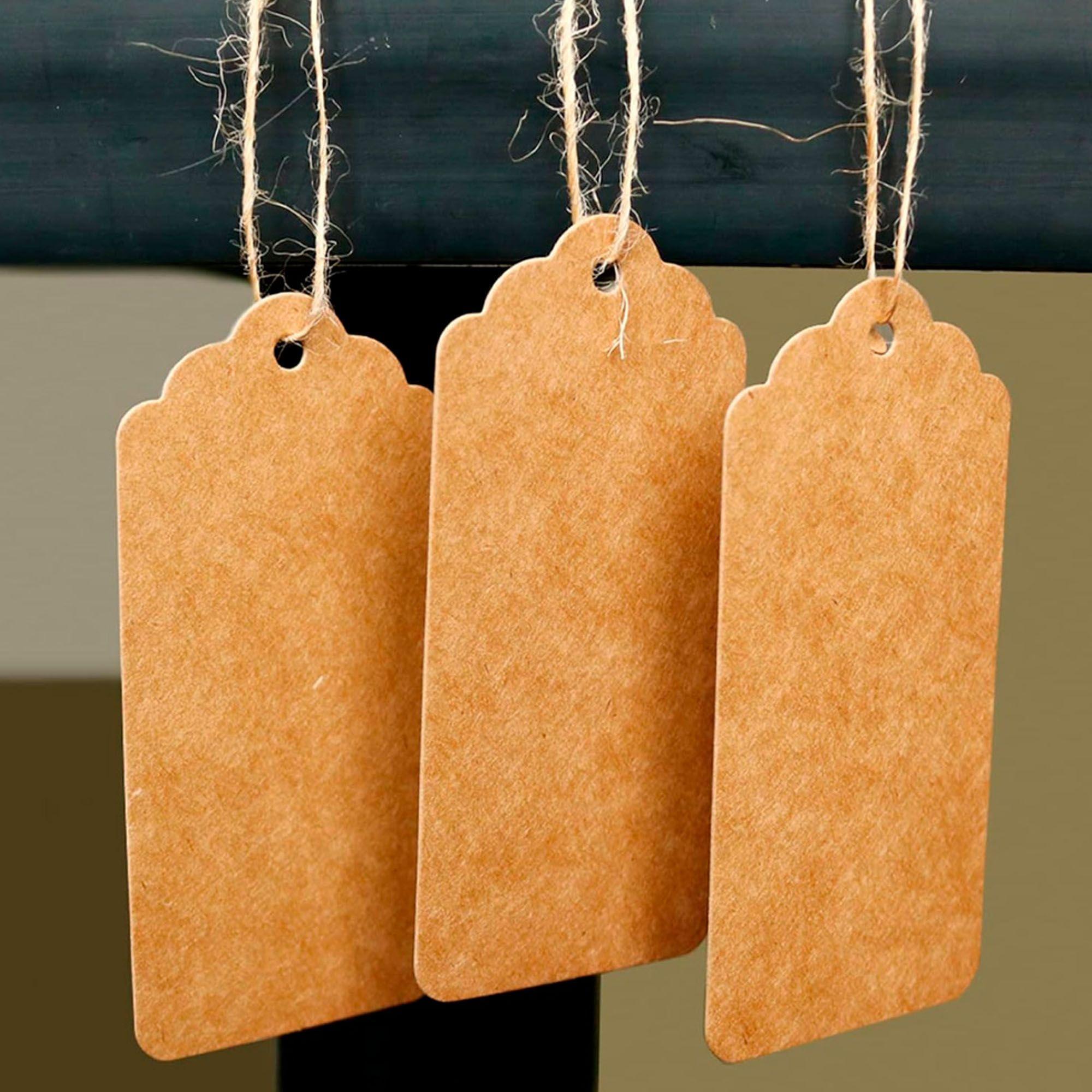 Etiquetas Papel Kraft Con Hilo Tarjeta Regalo 9 5x4 5cm X100-2