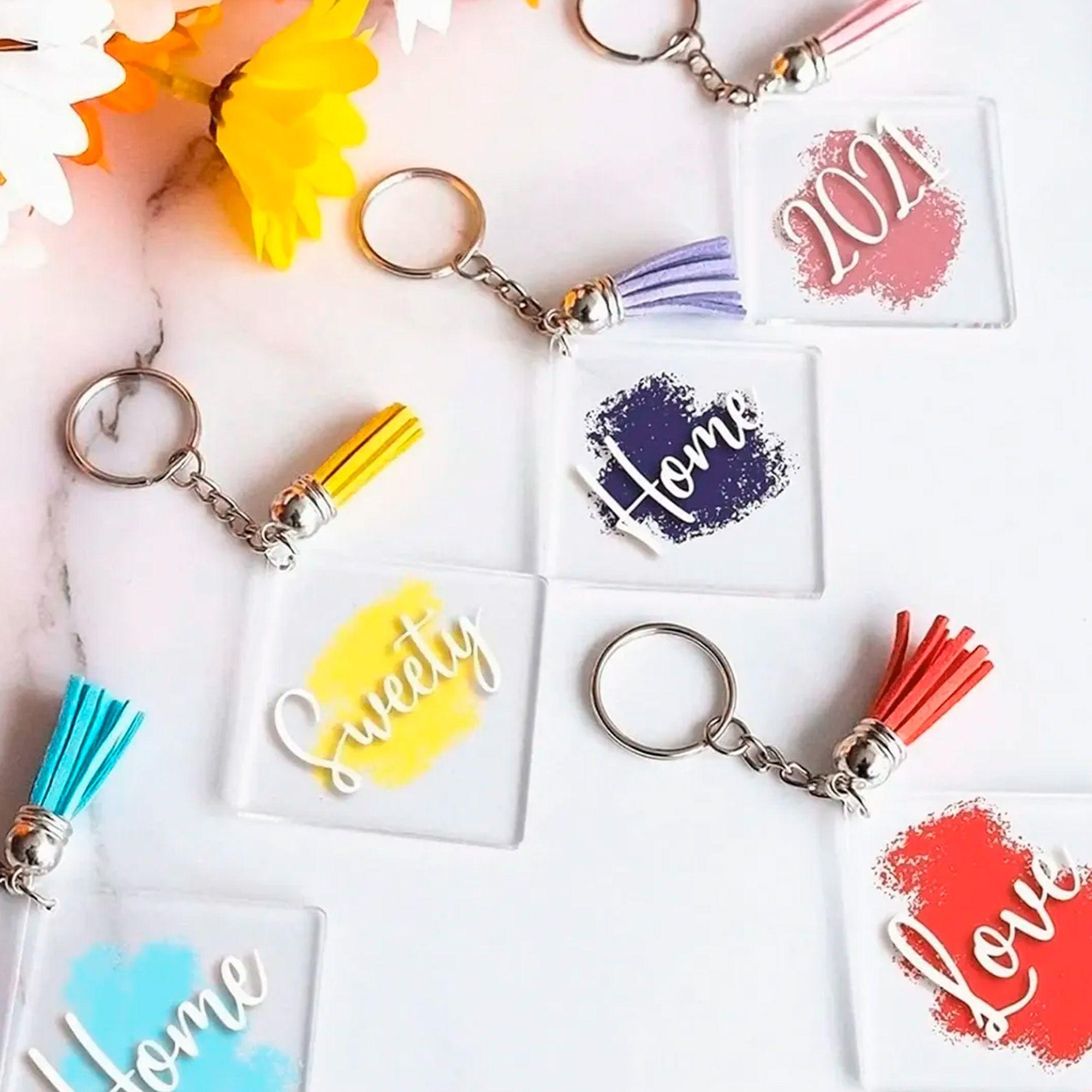 Set 200pcs Llaveros Acrílicos Con Argolla Borla Y Mosquetón-3