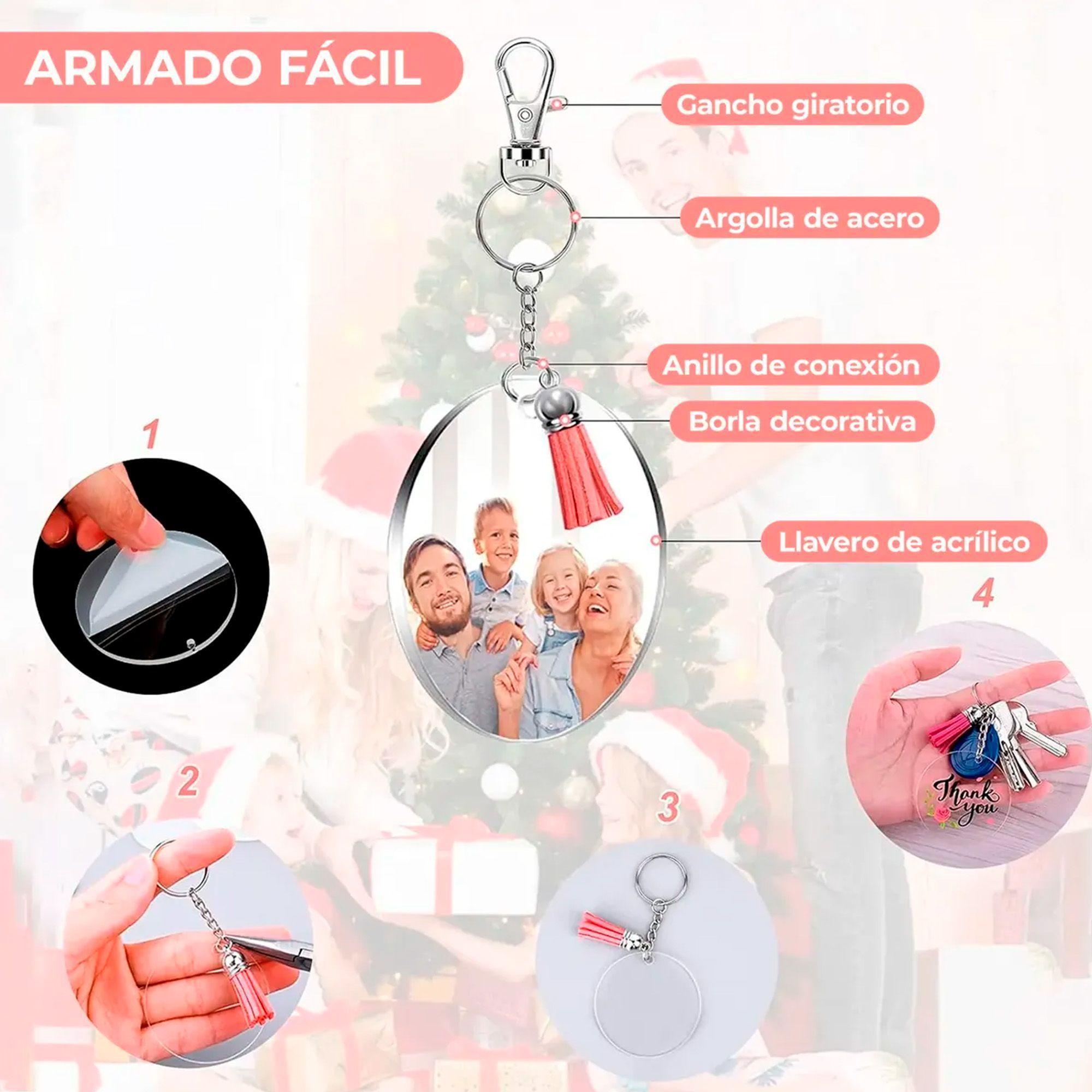 Set 200pcs Llaveros Acrílicos Con Argolla Borla Y Mosquetón-4