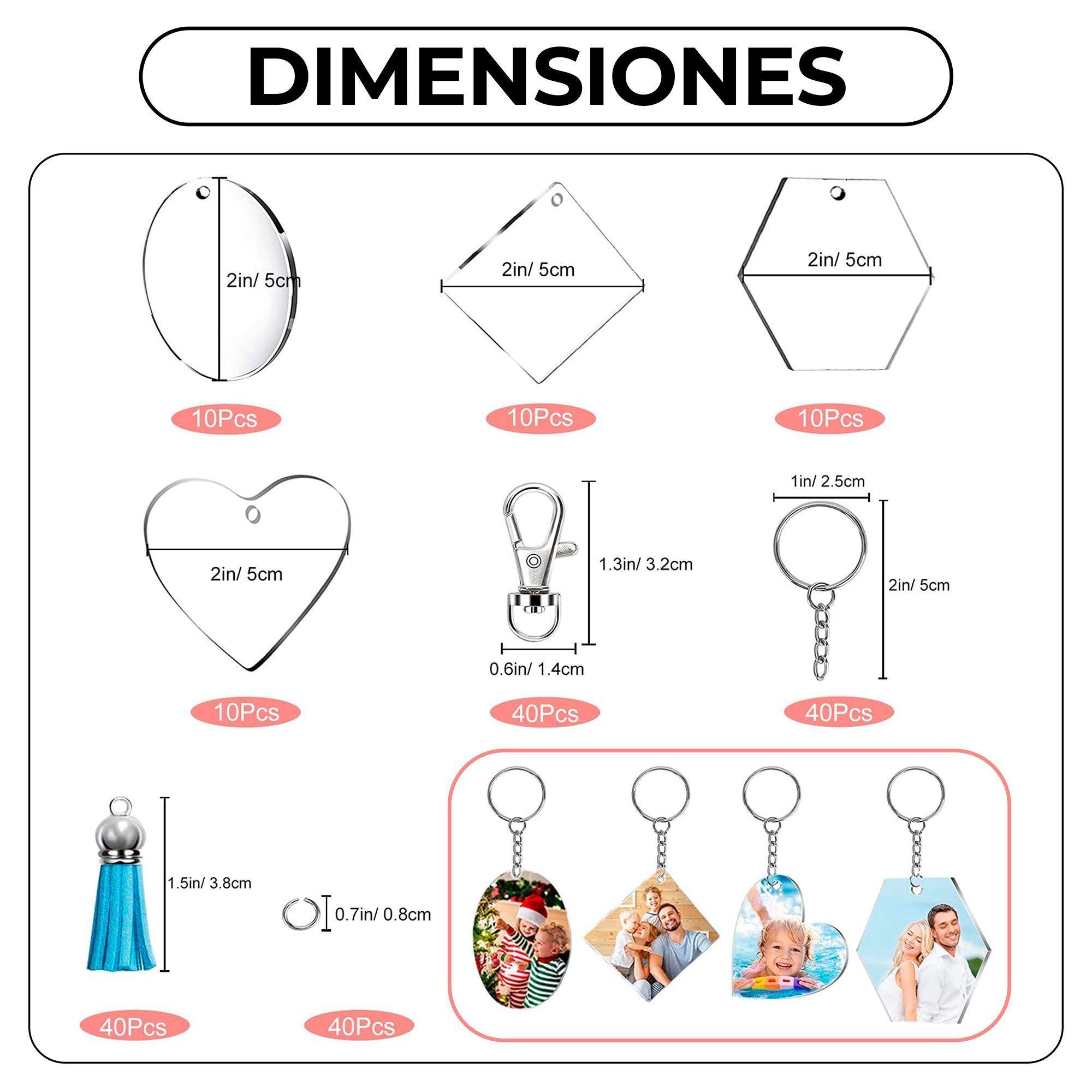 Set 200pcs Llaveros Acrílicos Con Argolla Borla Y Mosquetón-6