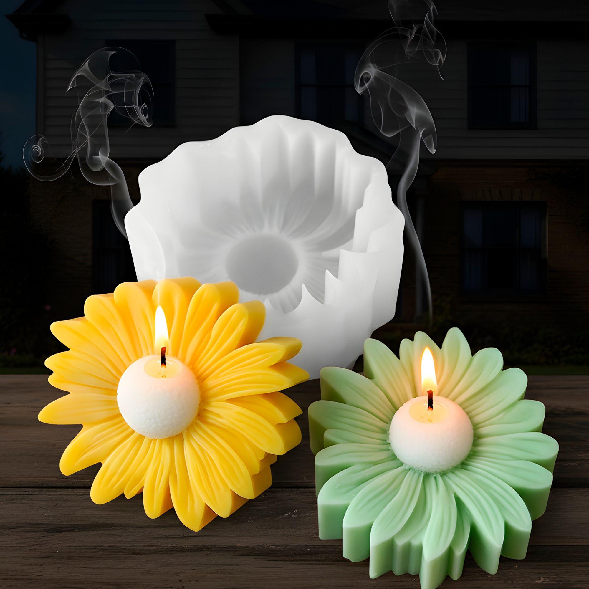 3 Moldes Silicona Girasol Aromaterapia Velas 7 3 X 6 8 Cm-3