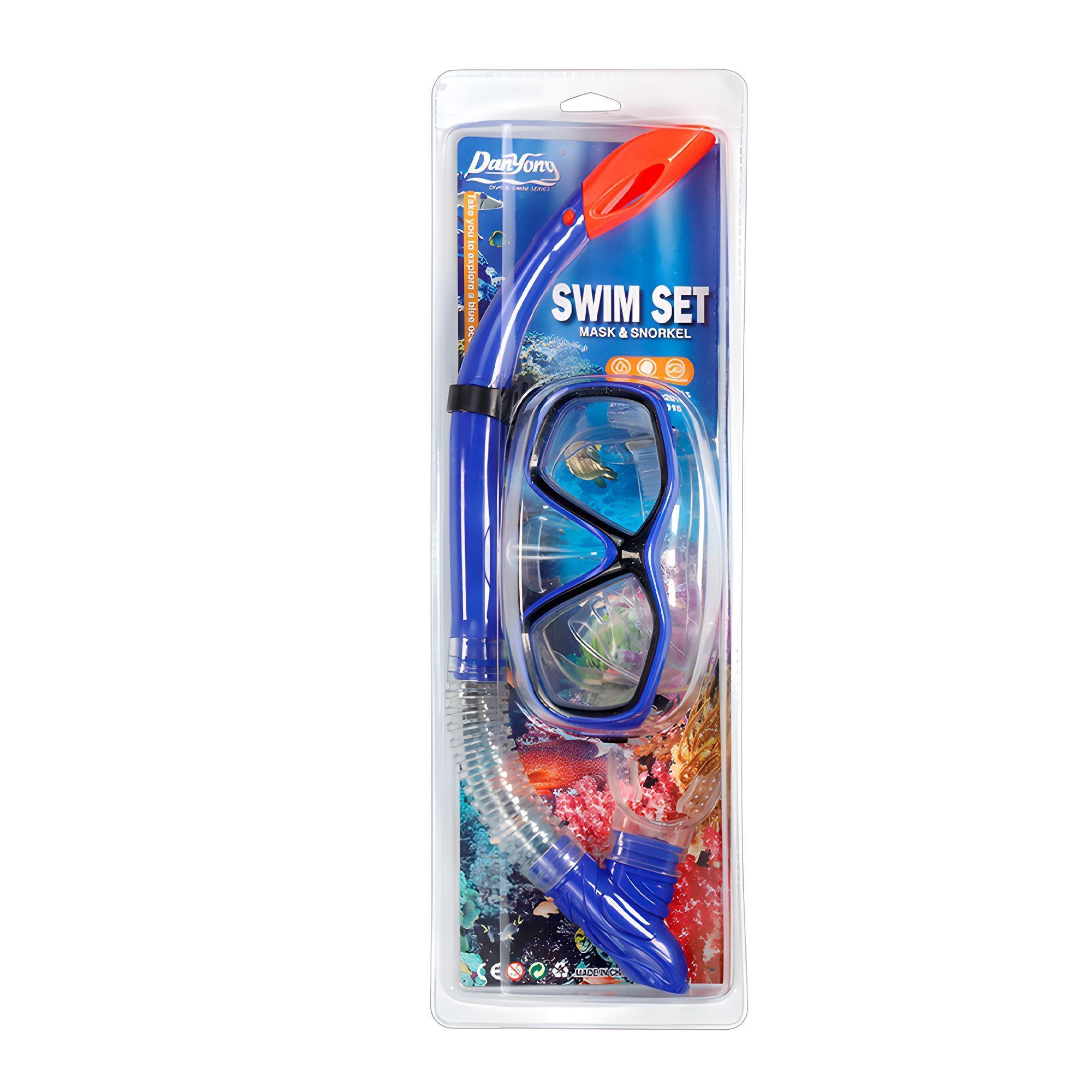 Set Buceo Mascara Snorkel Ajustable Bamo Azul y Rosa-2