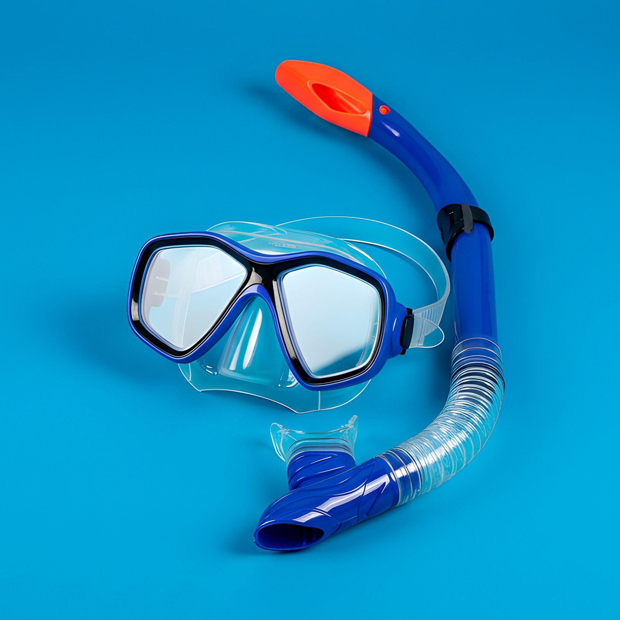 Set Buceo Mascara Snorkel Ajustable Bamo Azul y Rosa-4