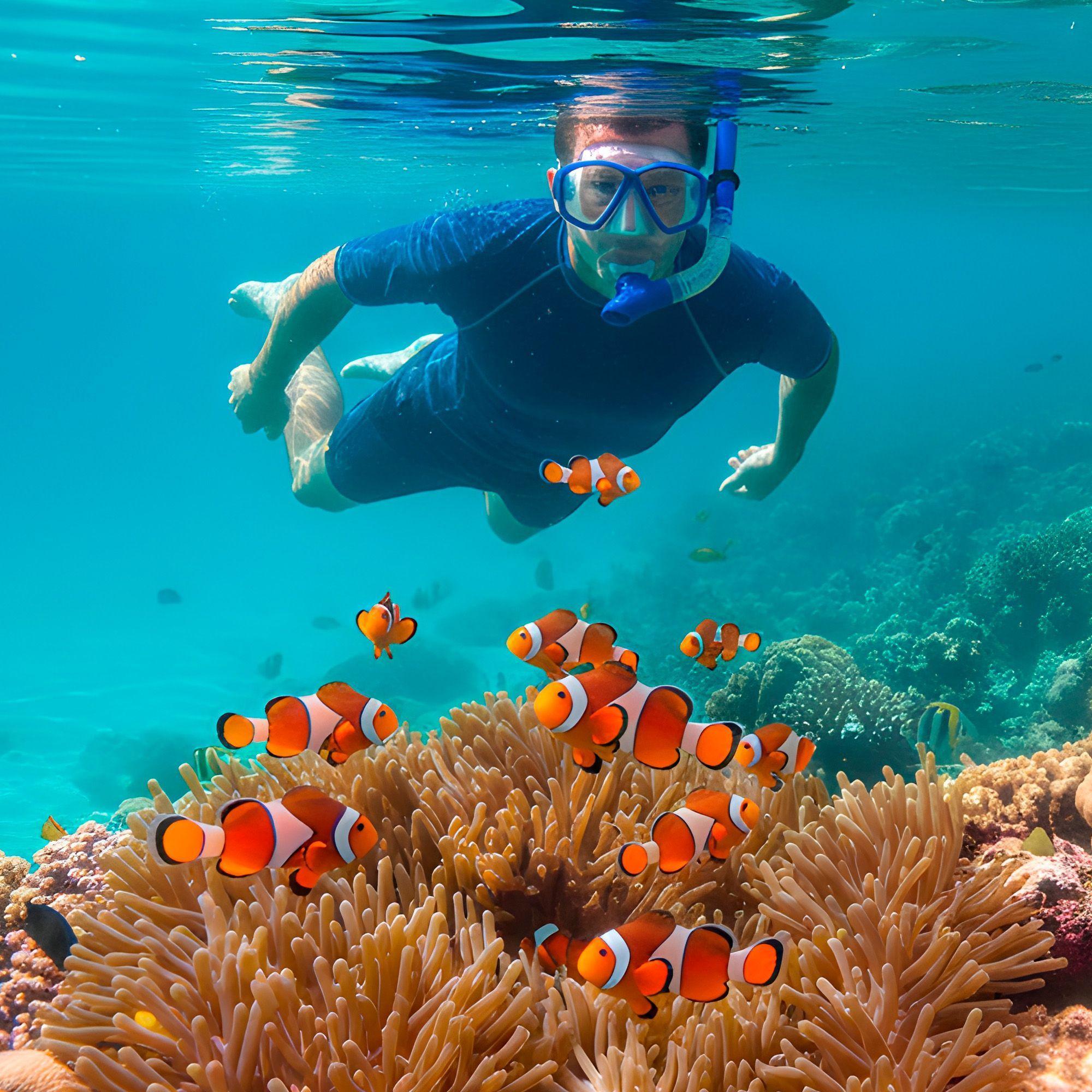 Set Buceo Mascara Snorkel Ajustable Bamo Azul y Rosa-7