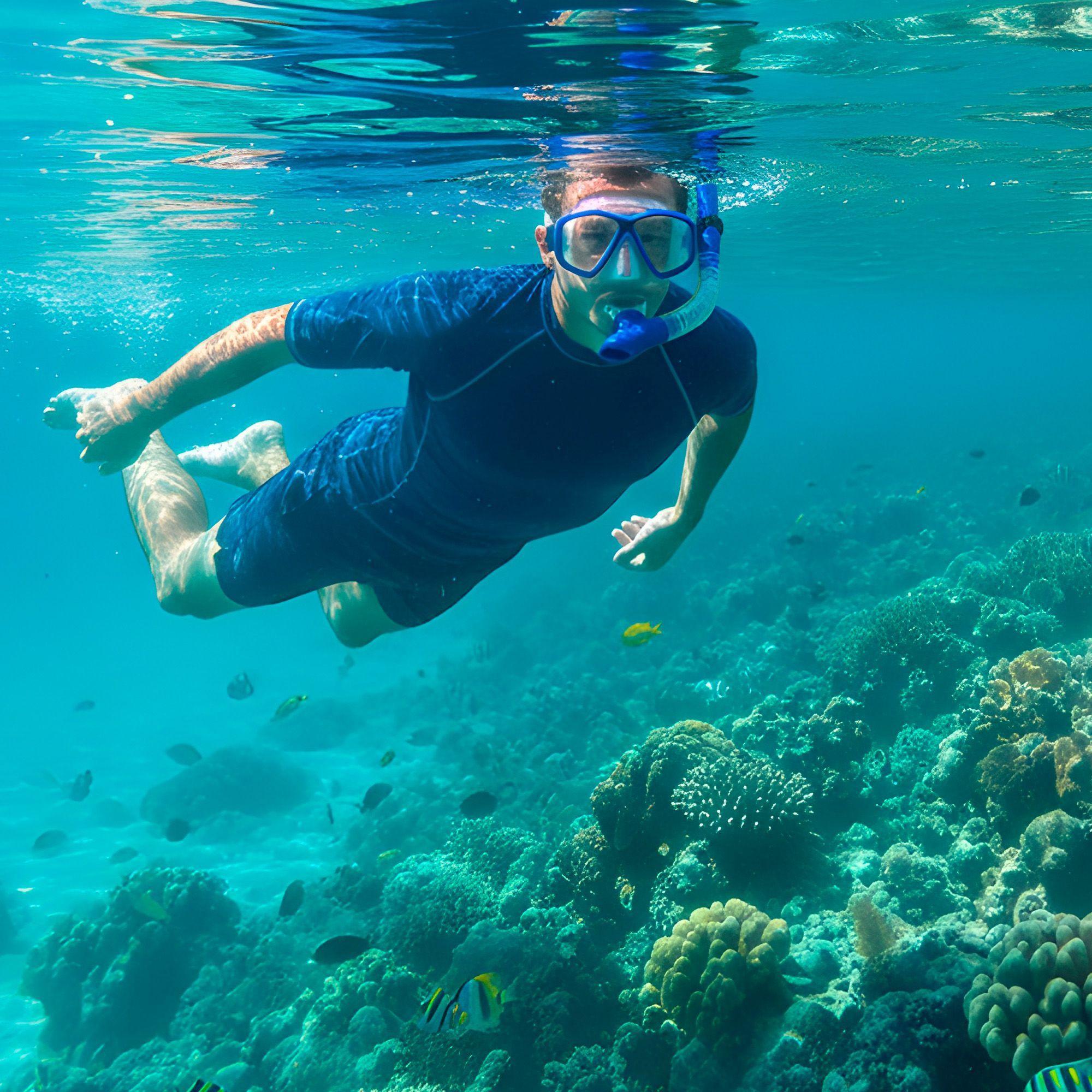 Set Buceo Mascara Snorkel Ajustable Bamo Azul y Rosa-8