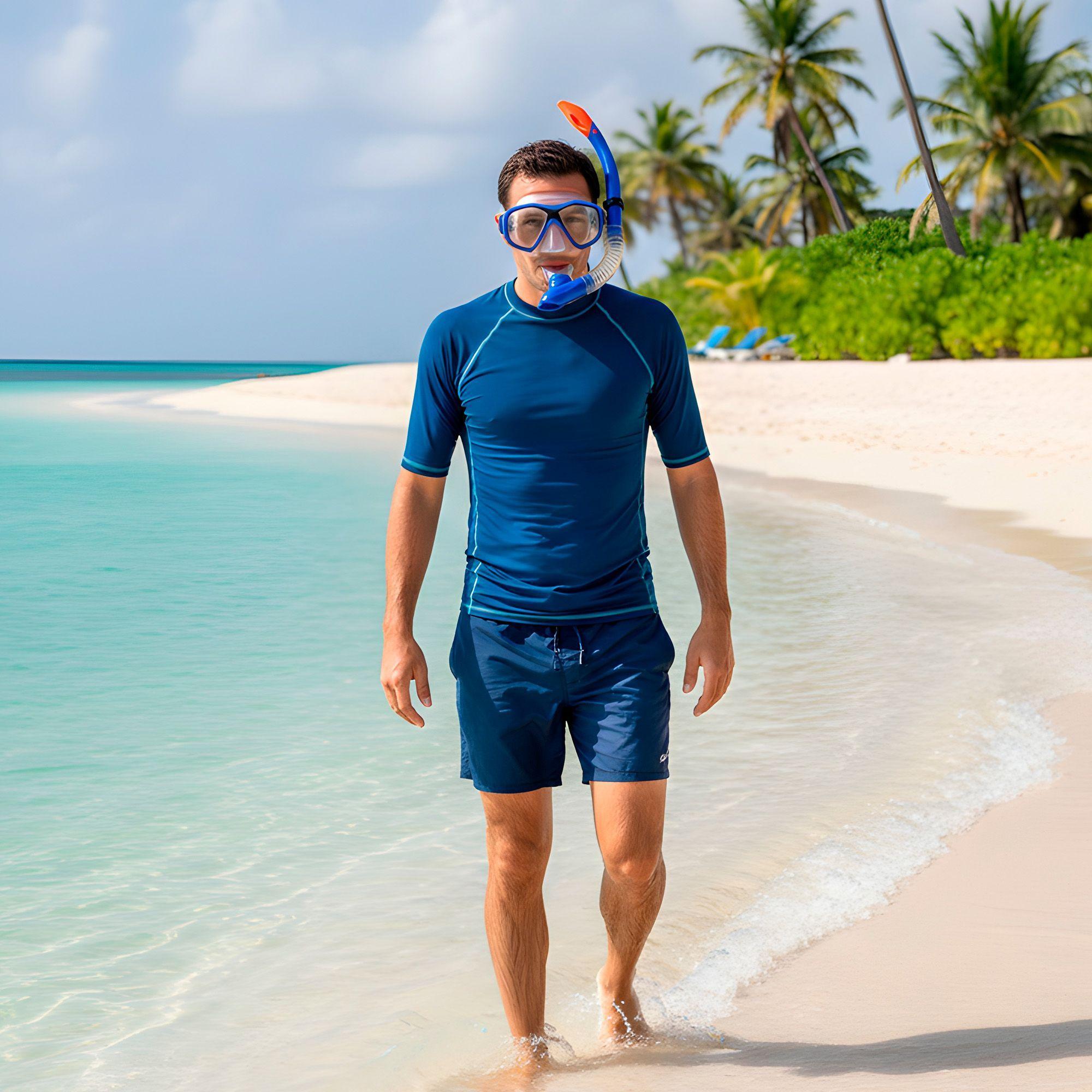 Set Buceo Mascara Snorkel Ajustable Bamo Azul y Rosa-9