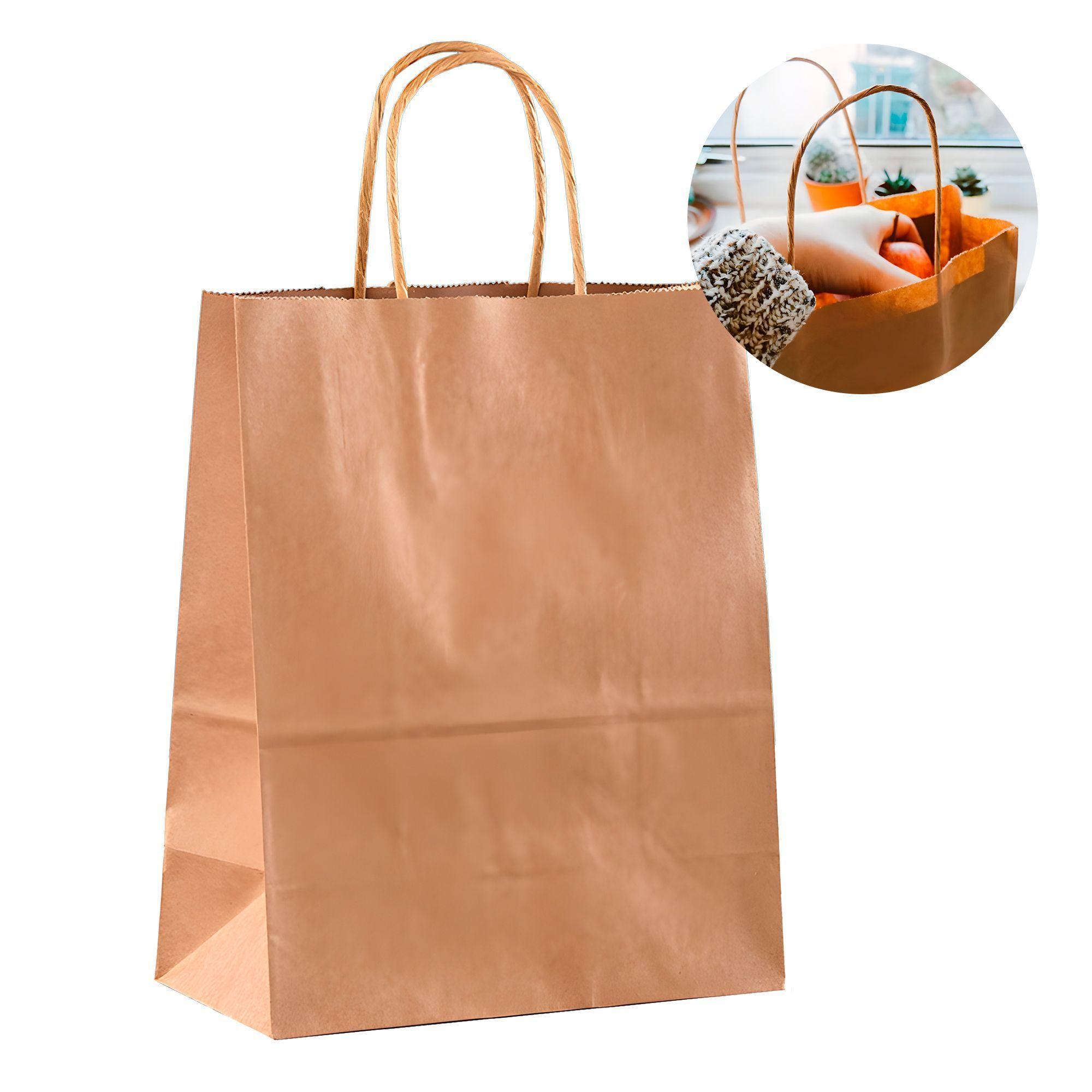 Bolsa Papel Kraft Ecológica Color Marron 24x17x28cm Pack X60-0