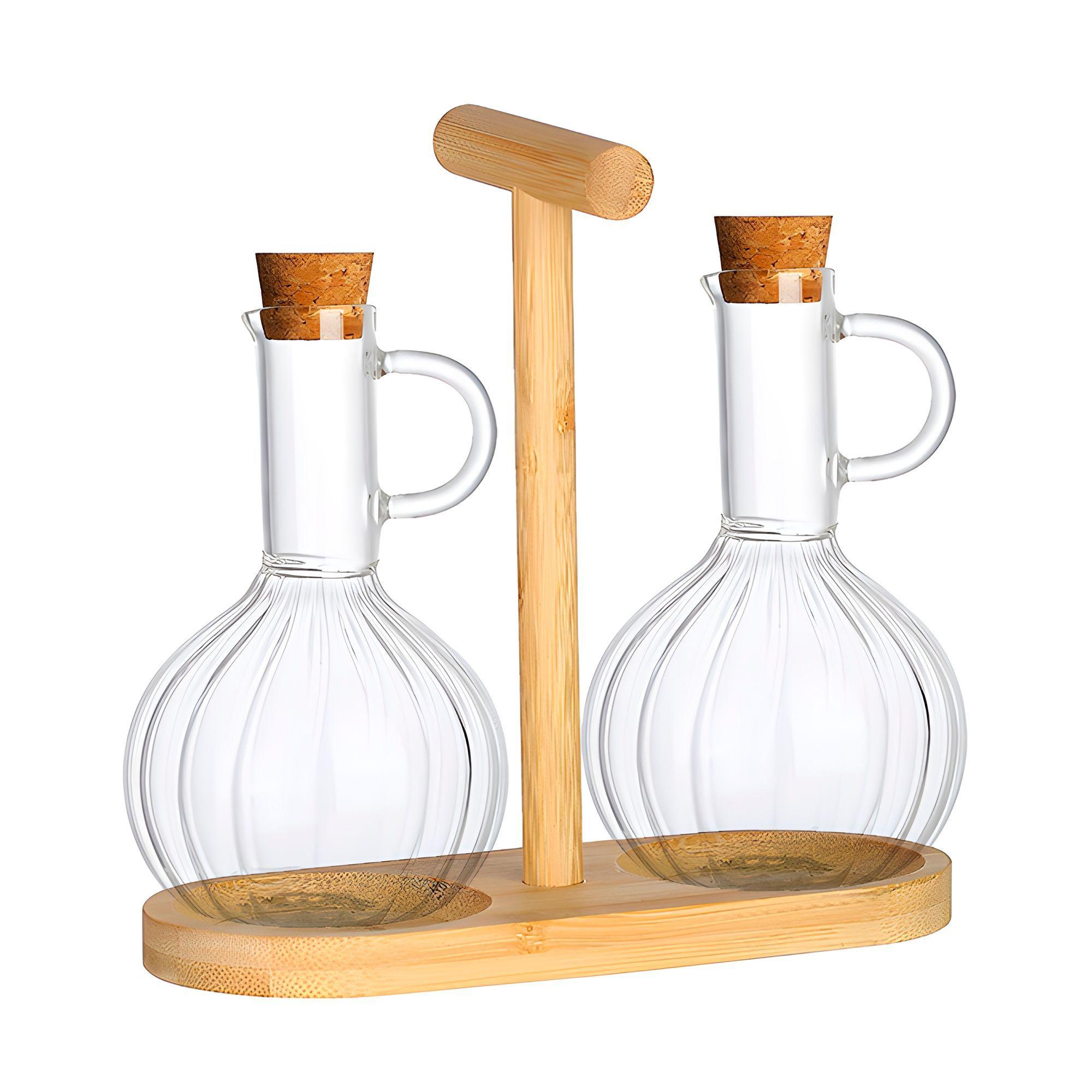 Set Aceitero Dispensadores Aceite Soja Y Vinagre Vidrio Tapa-0