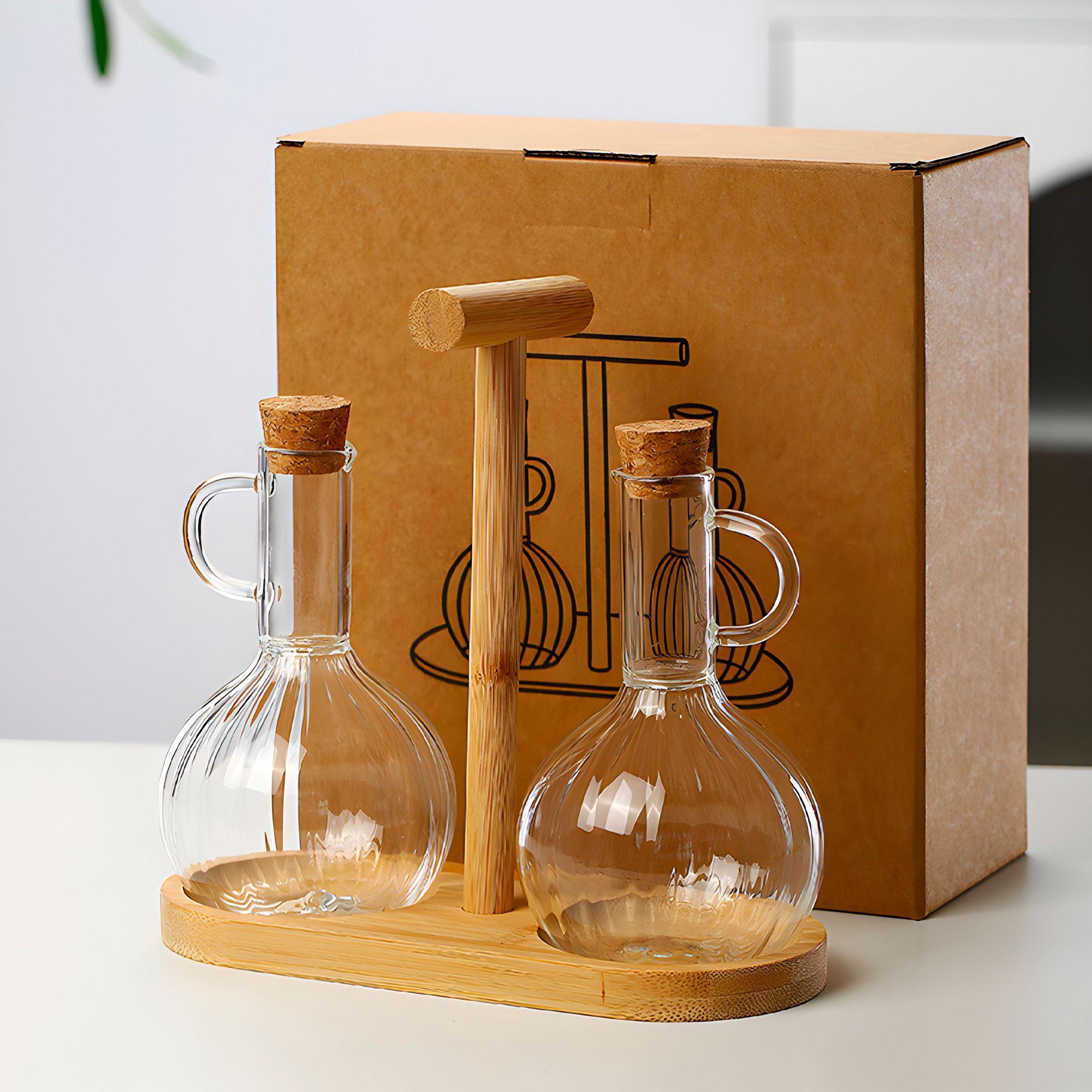 Set Aceitero Dispensadores Aceite Soja Y Vinagre Vidrio Tapa-4