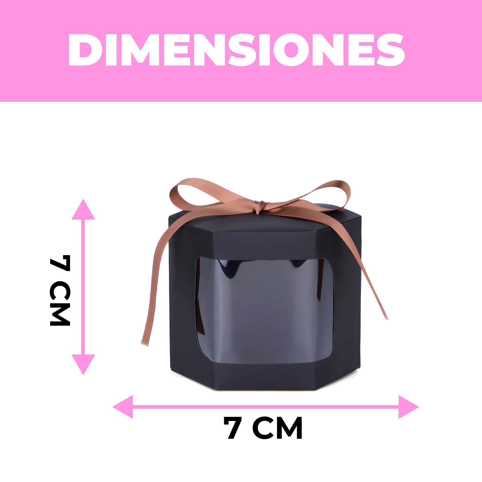 20 Cajas Regalo Hexagonal Negra Ventana Transparente 7x7x7cm-1