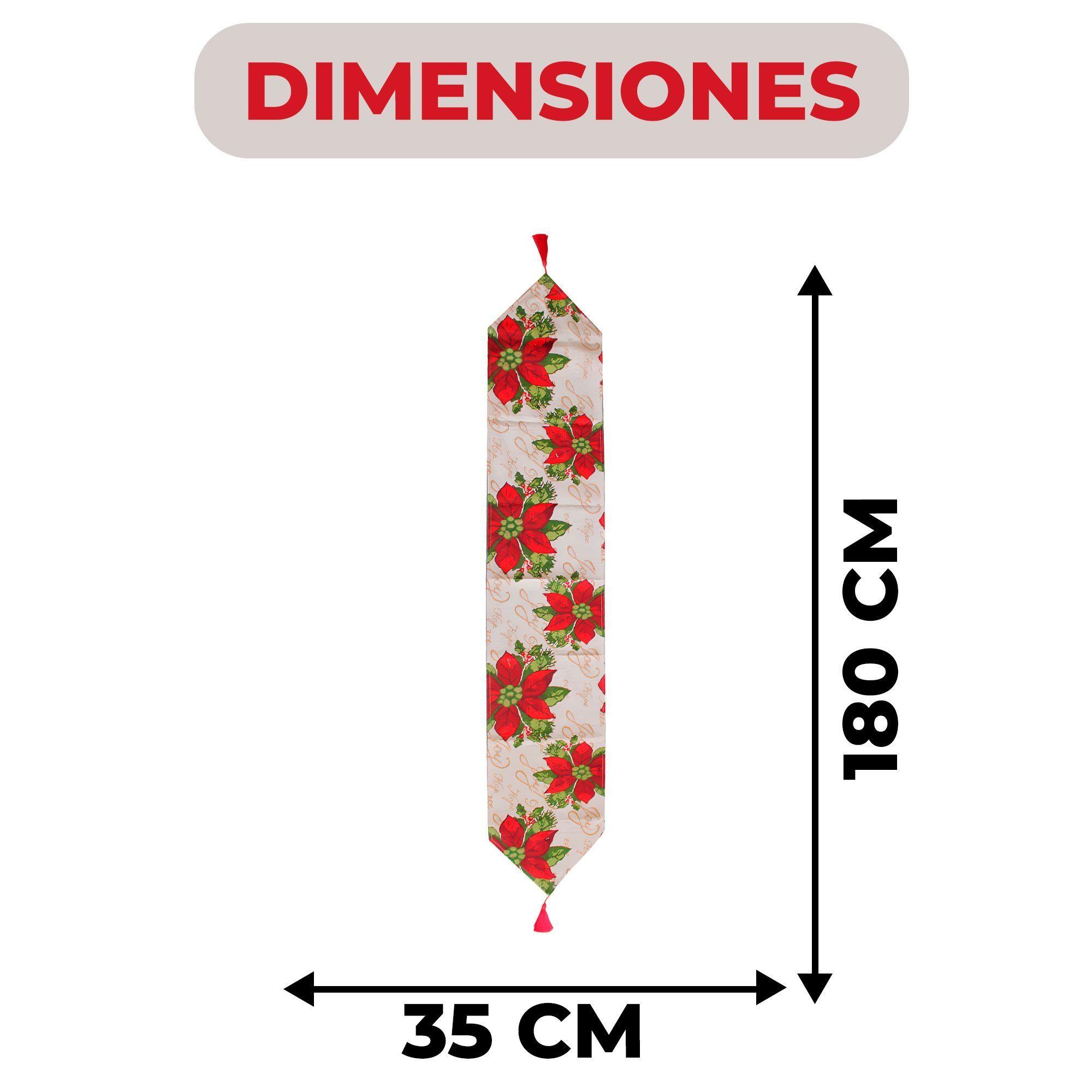 Camino De Mesa Navideño Flores Rojas Decorativo 180x35 Cm-1