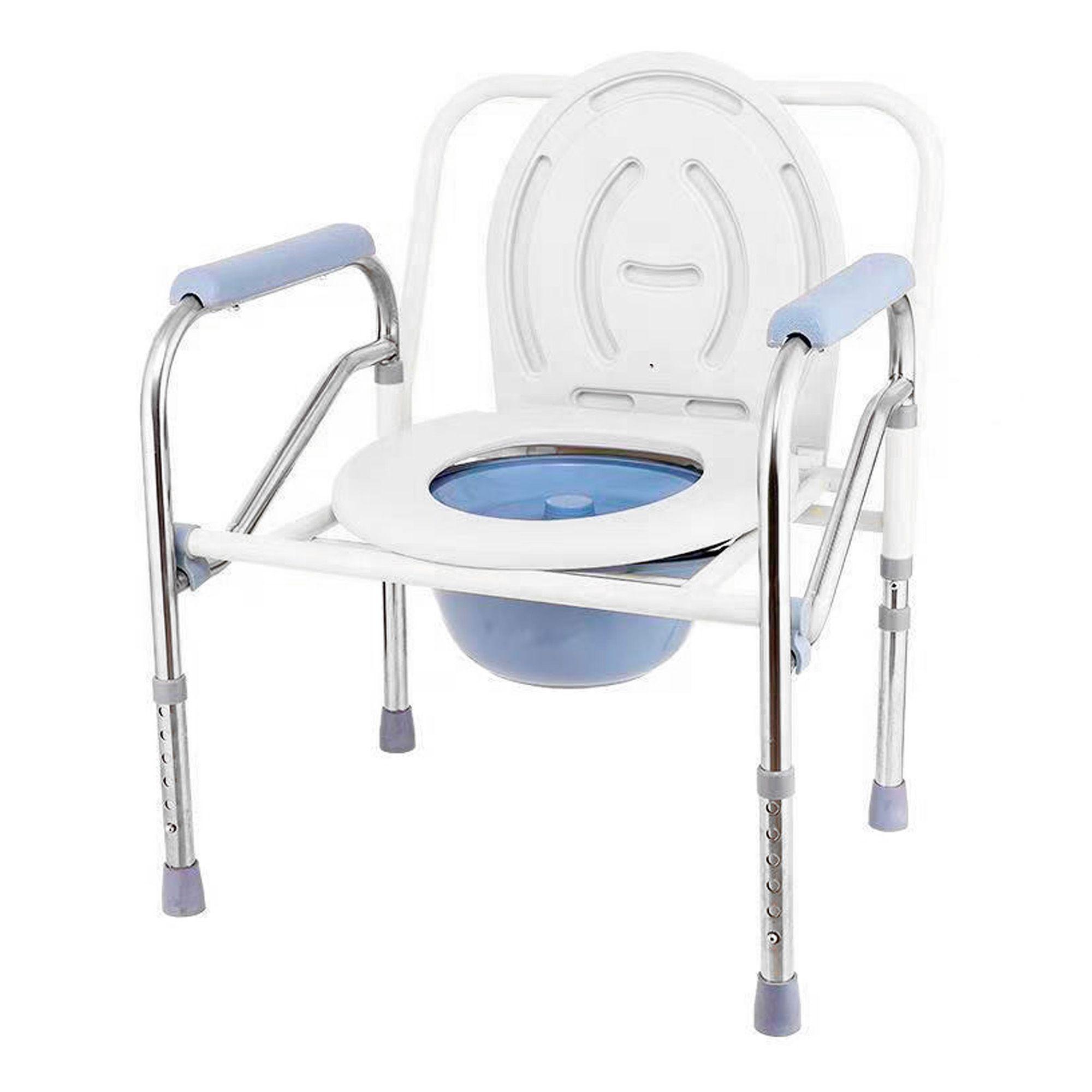 Silla De Baño Wc Inodoro Portátil Y Plegable 3 En 1 Con Tapa-2