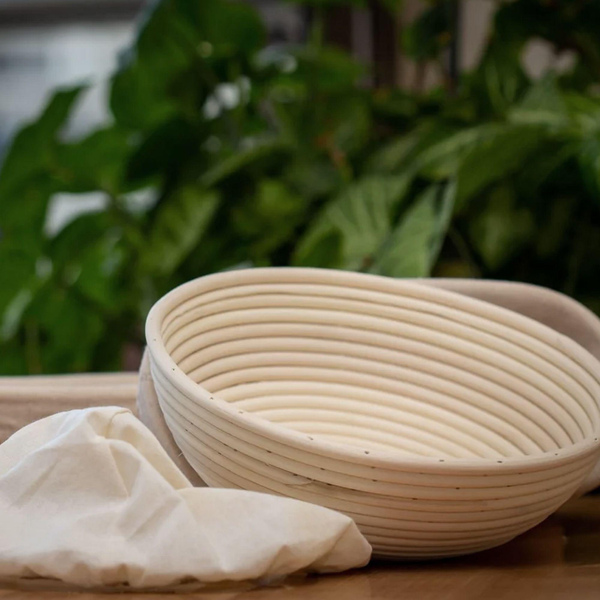 Banneton Circular 25x25 5x8 Cm Cesta Rattan Funda Lino-2