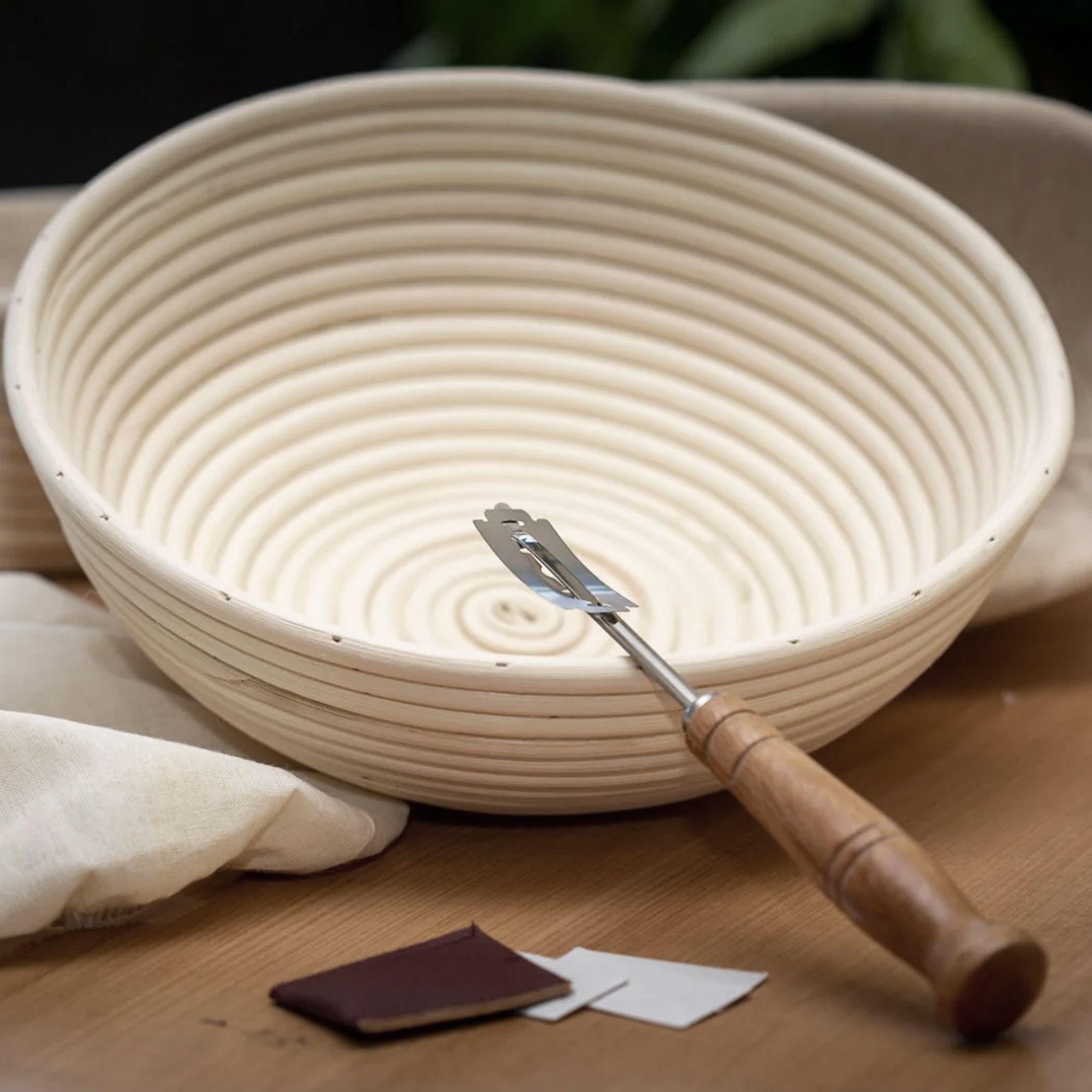 Banneton Circular 25x25 5x8 Cm Cesta Rattan Funda Lino-3