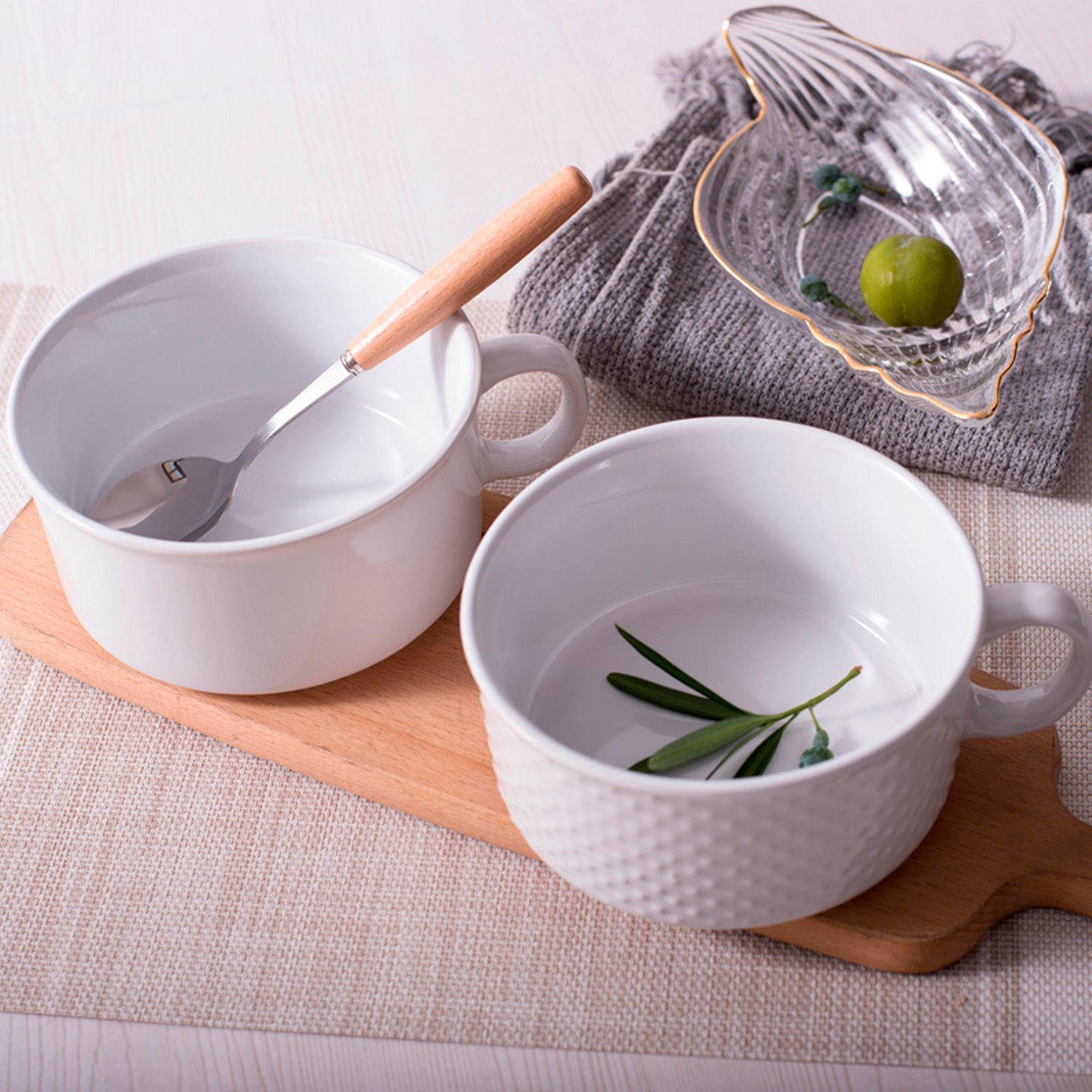 Tazón Con Asa Para Sopa Bowl Cuenco Cerámica 13 6x7 1cm X4-2