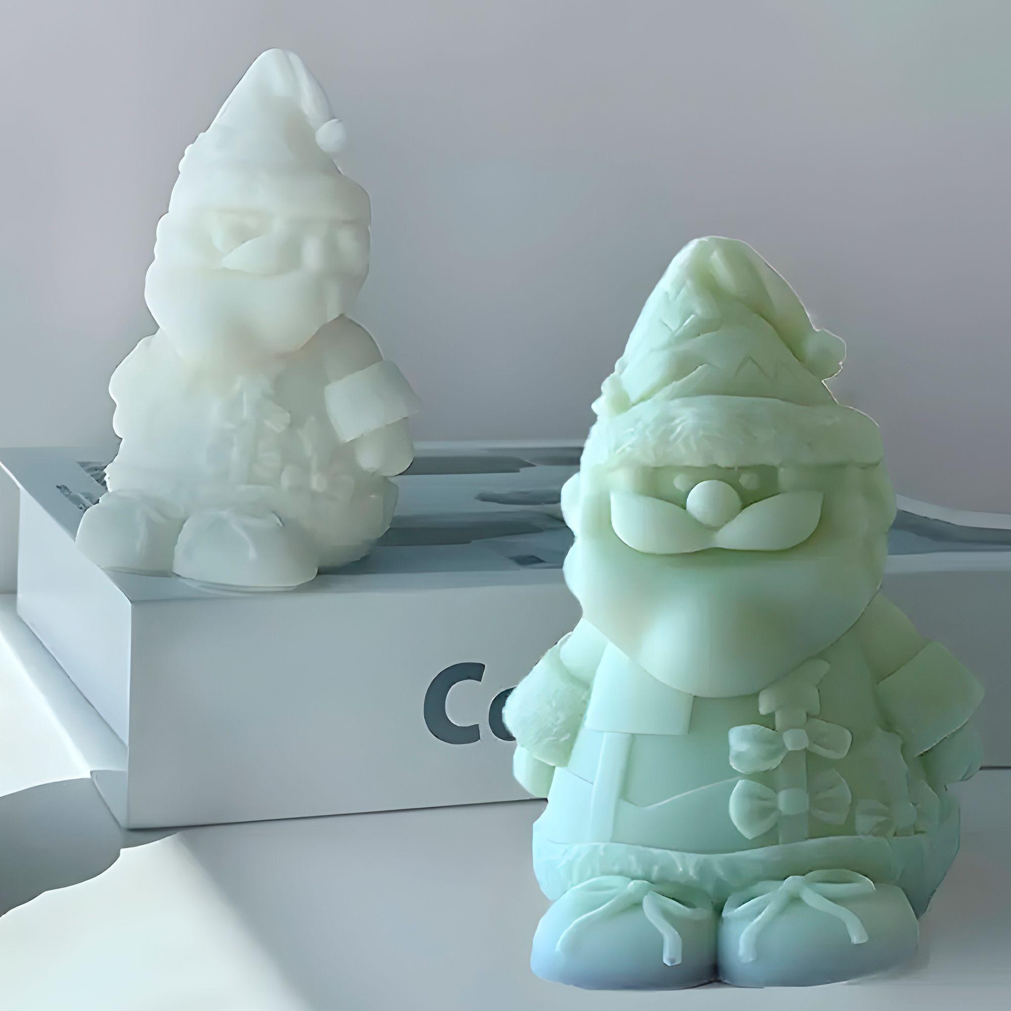 4 Moldes Silicona Mu eco De Nieve Y Viejito Pascuero Velas-2