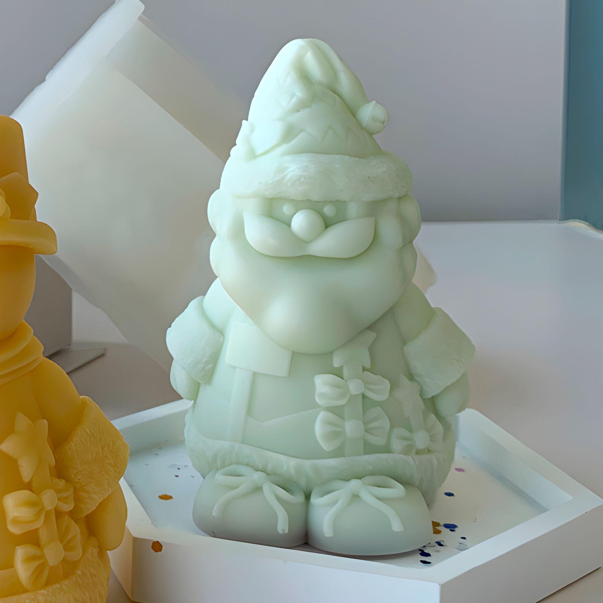 4 Moldes Silicona Mu eco De Nieve Y Viejito Pascuero Velas-3