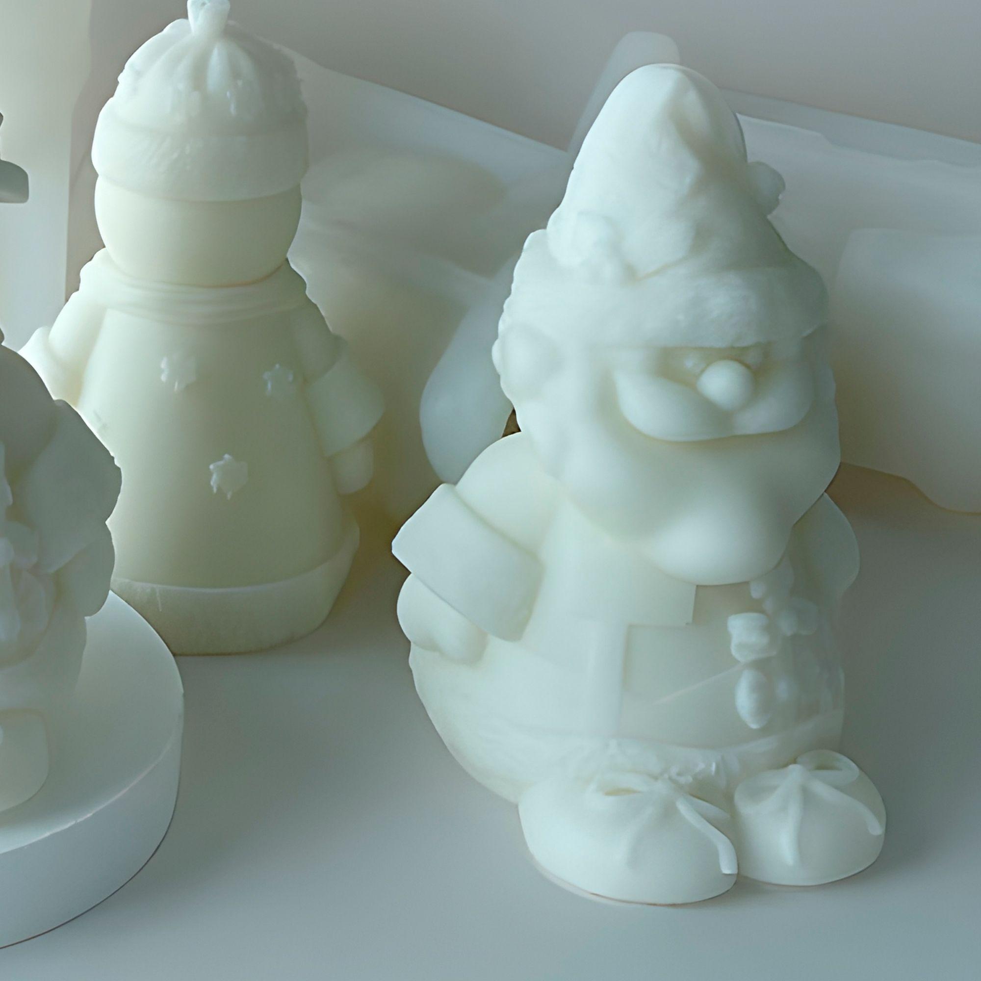 4 Moldes Silicona Mu eco De Nieve Y Viejito Pascuero Velas-4