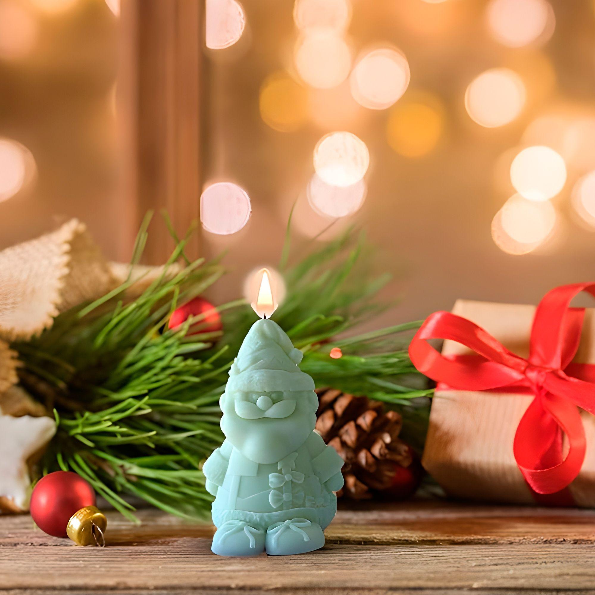 4 Moldes Silicona Mu eco De Nieve Y Viejito Pascuero Velas-5
