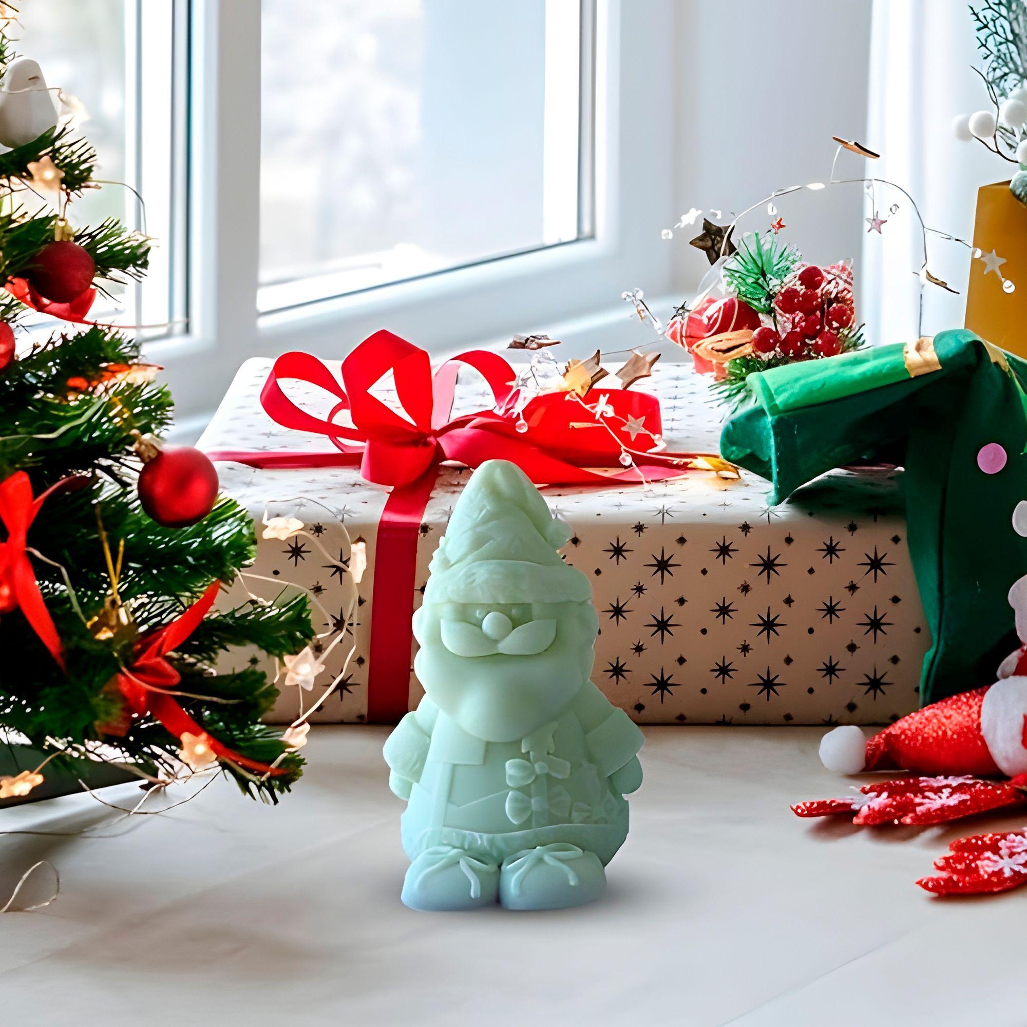 4 Moldes Silicona Mu eco De Nieve Y Viejito Pascuero Velas-6