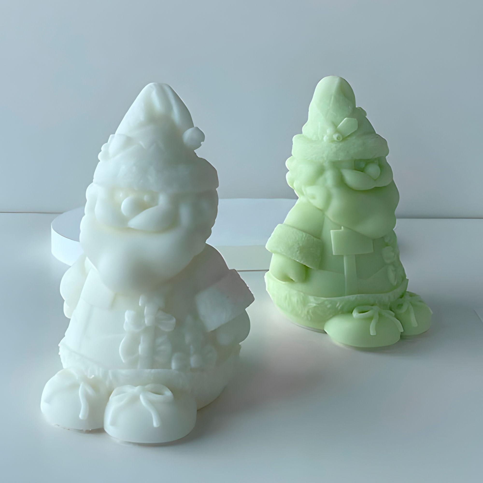 4 Moldes Silicona Mu eco De Nieve Y Viejito Pascuero Velas-7
