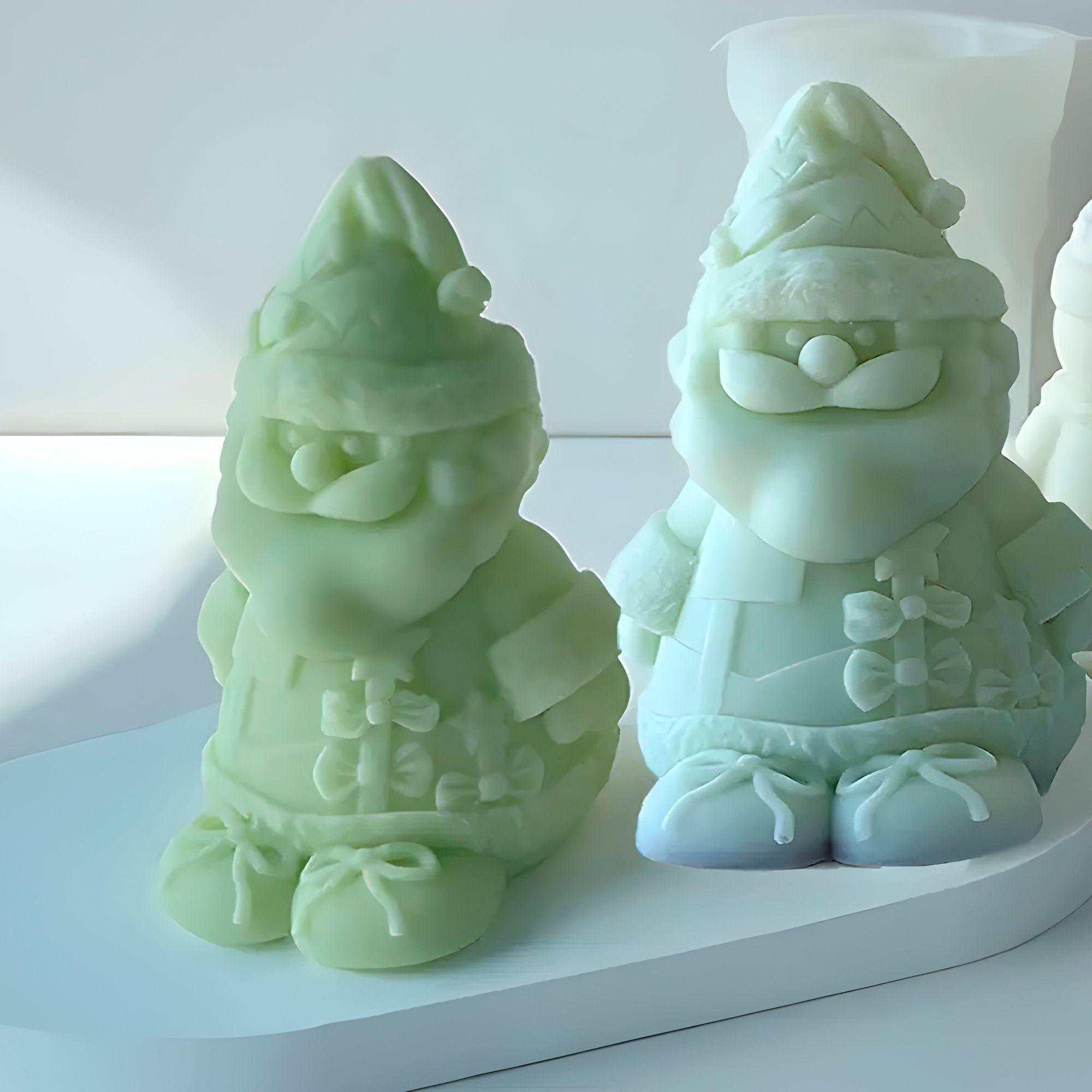 4 Moldes Silicona Mu eco De Nieve Y Viejito Pascuero Velas-8