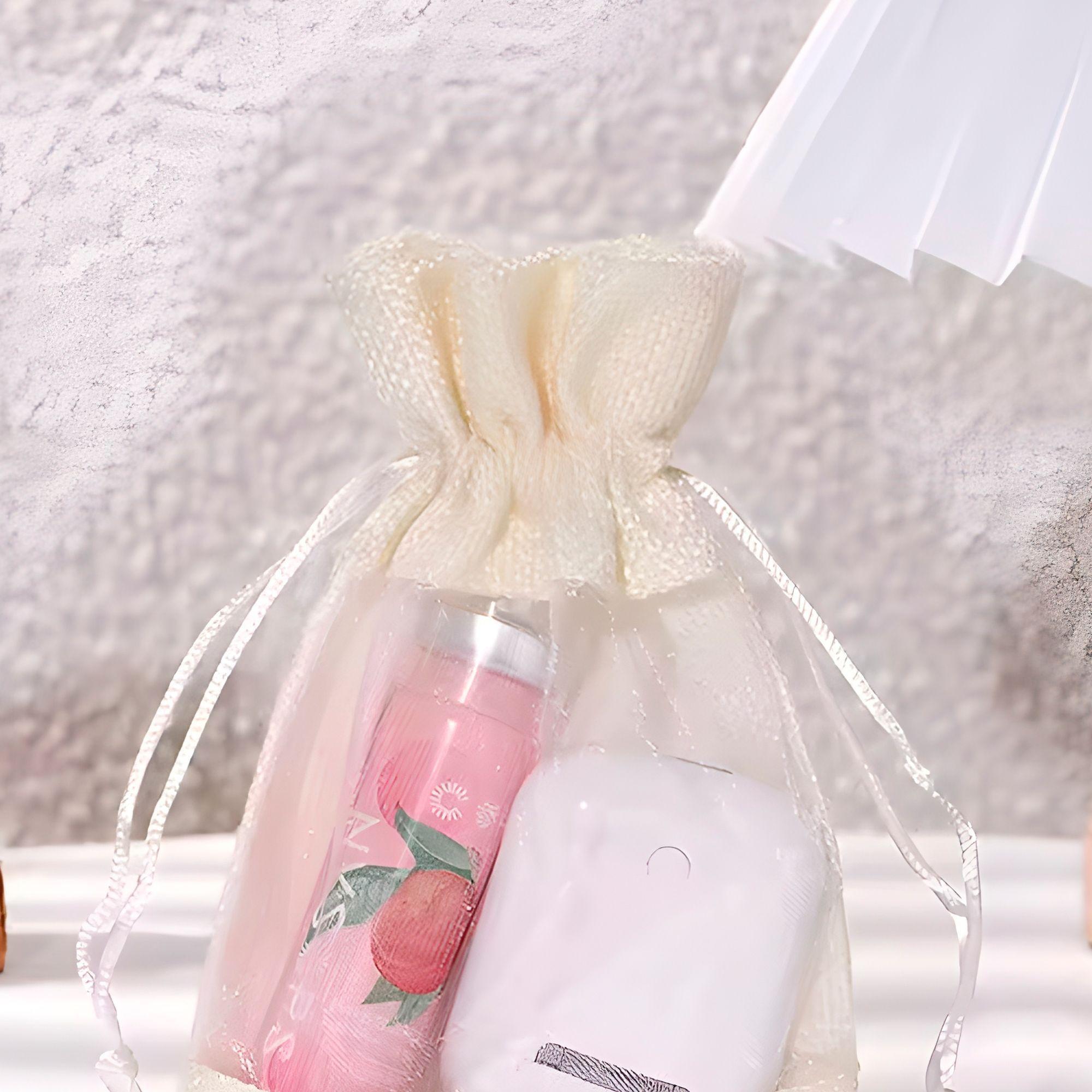 25 Bolsas De Organza Blancas Cordón Ventana Regalo 10x14 Cm-7