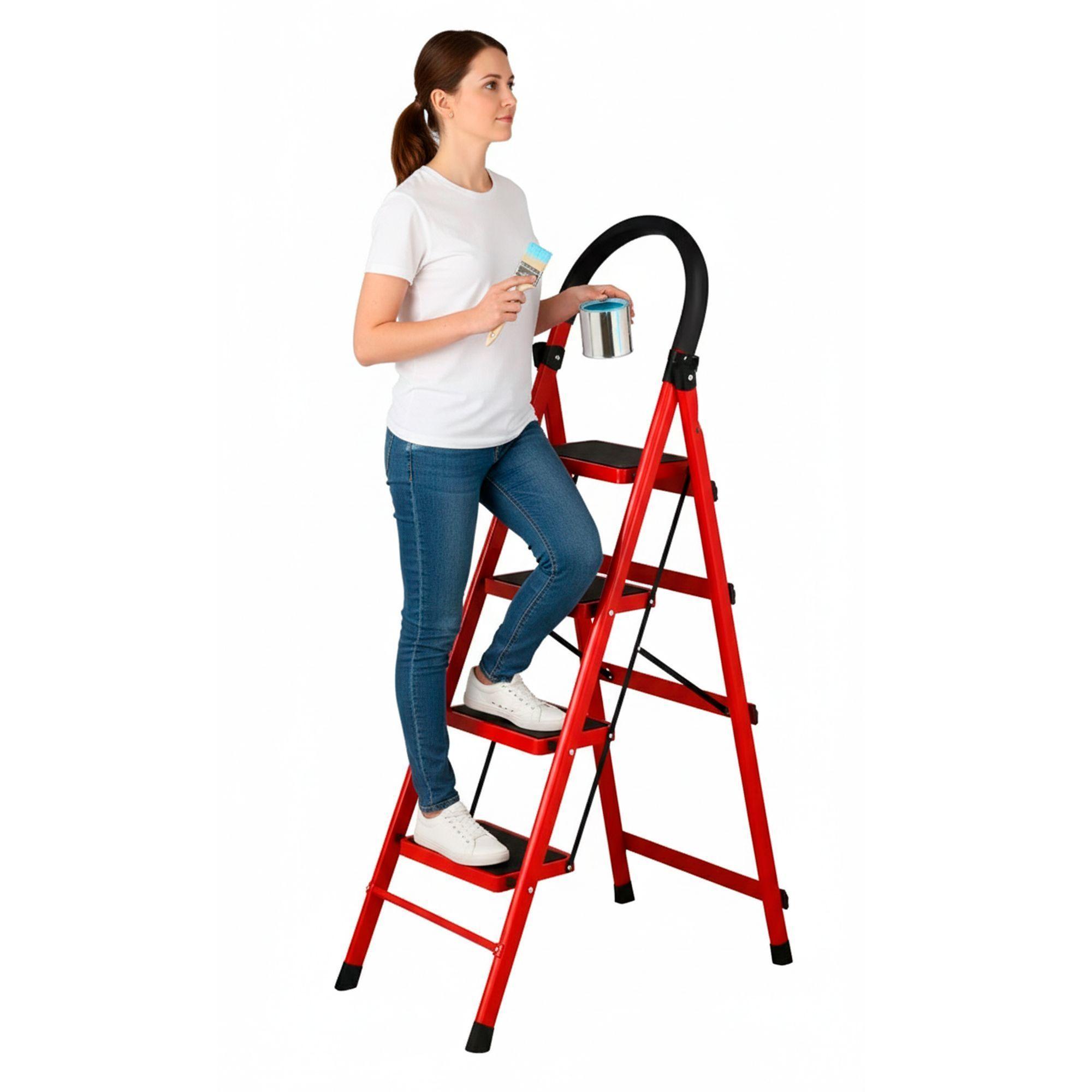 Escalera Plegable 4 Escalones Resistente Ferretería Hogar-0