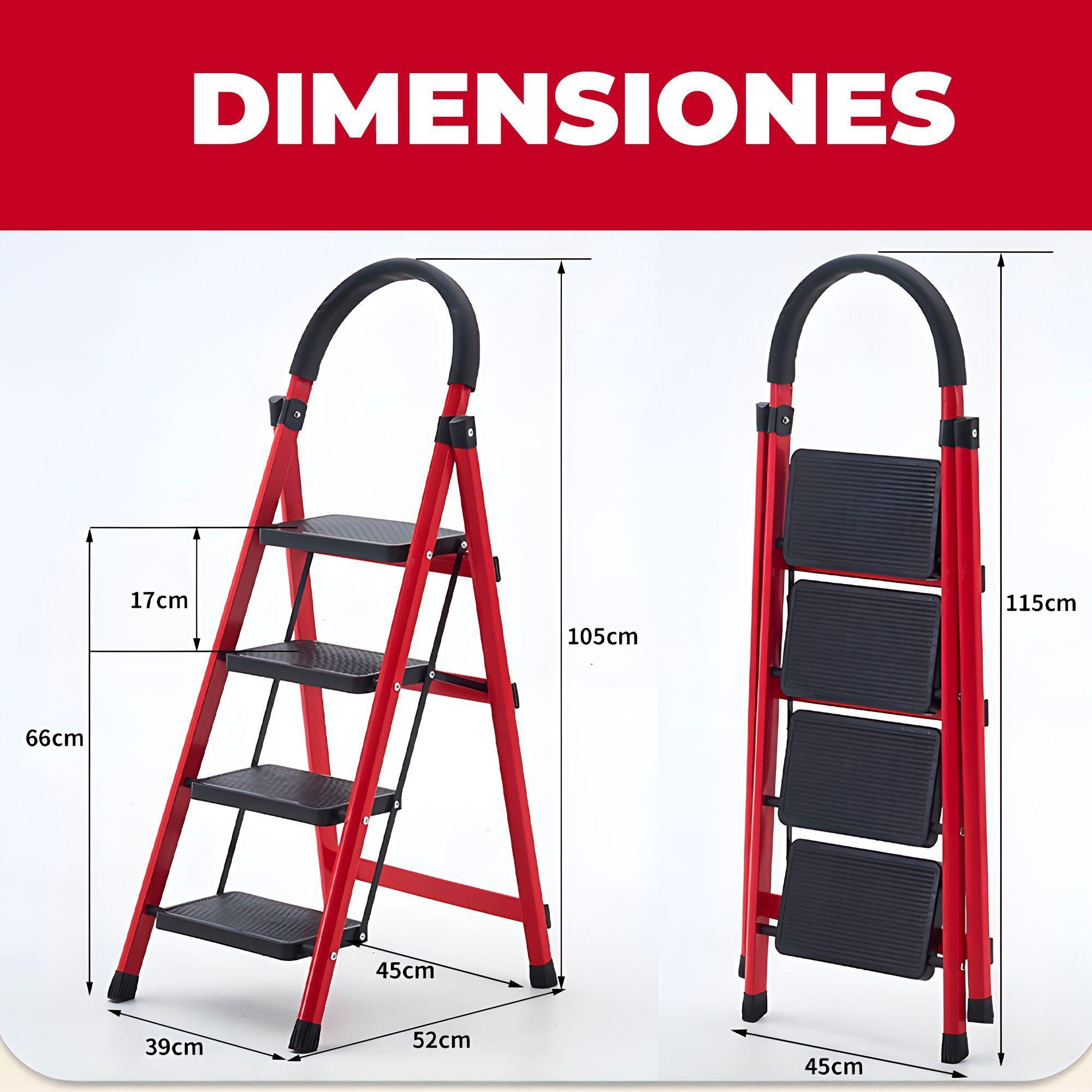 Escalera Plegable 4 Escalones Resistente Ferretería Hogar-1