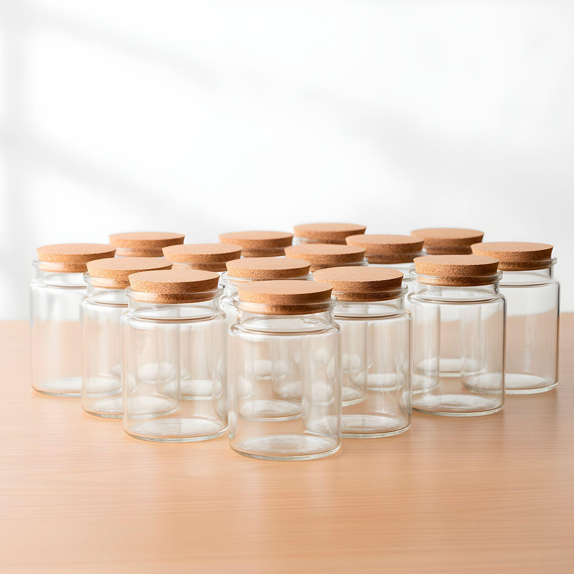 12 Frascos Porta Vela Vidrio Tapa De Corcho 200 Ml Colores-2