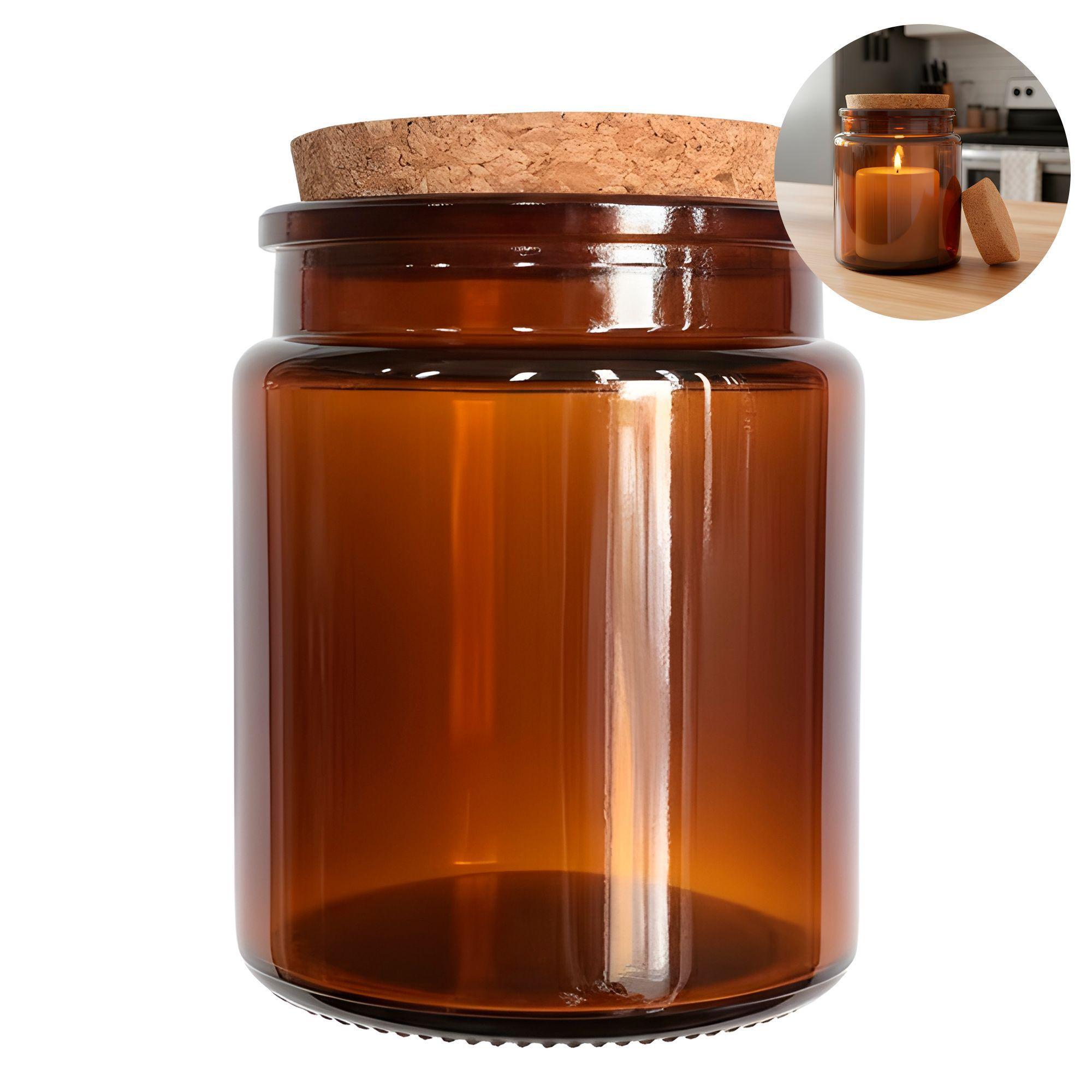 12 Frascos Porta Vela Vidrio Tapa De Corcho 200 Ml Colores-0