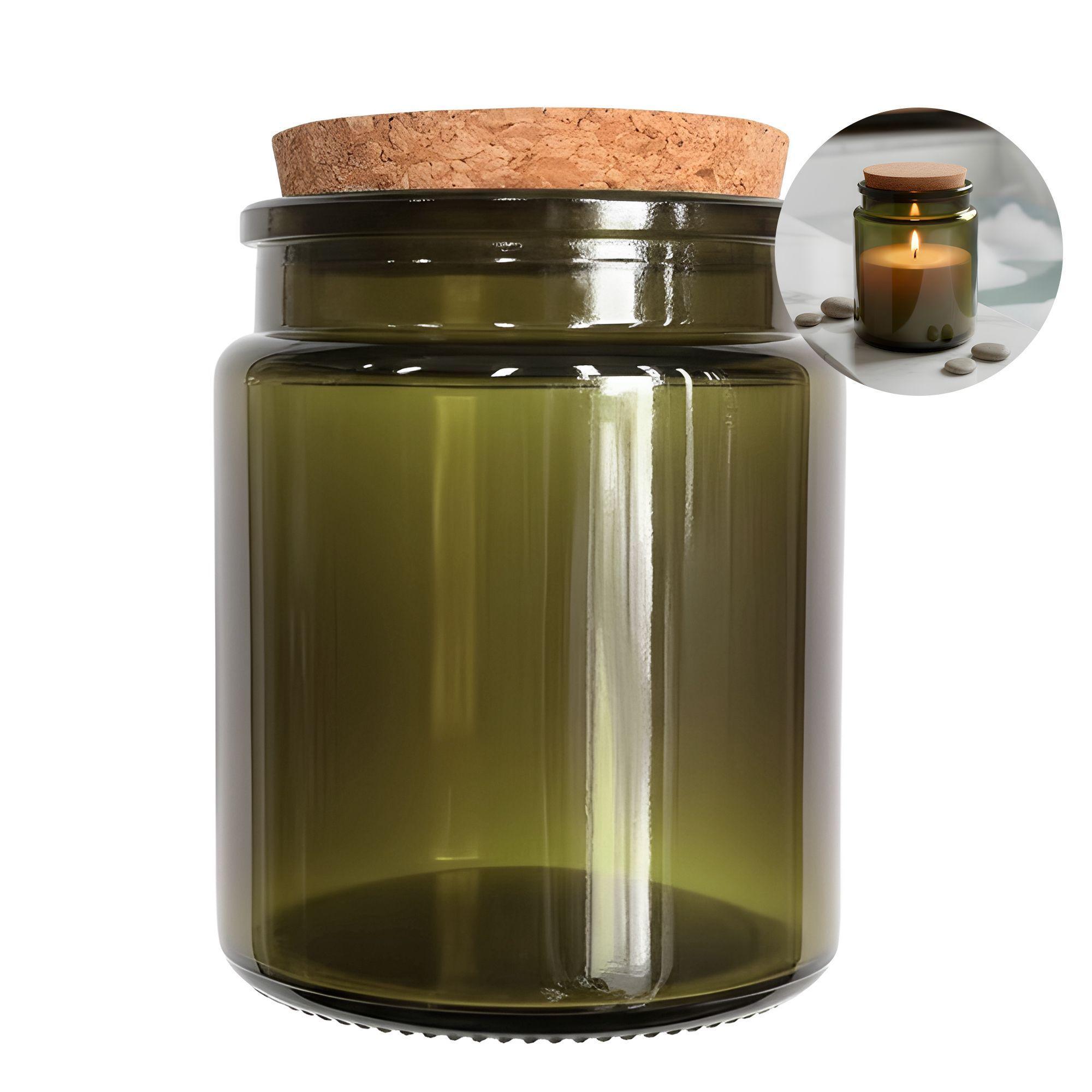 12 Frascos Porta Vela Vidrio Tapa De Corcho 200 Ml Colores-0