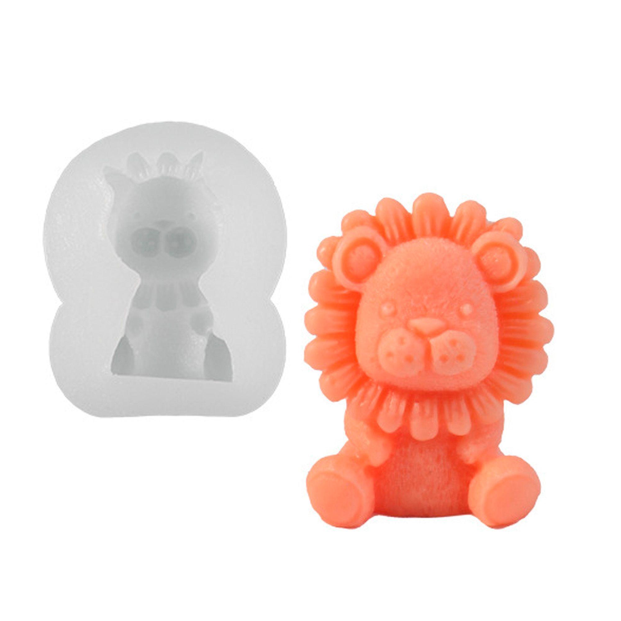 Molde Silicona Jabón Fondant Forma Animal Leonsito León X4-3