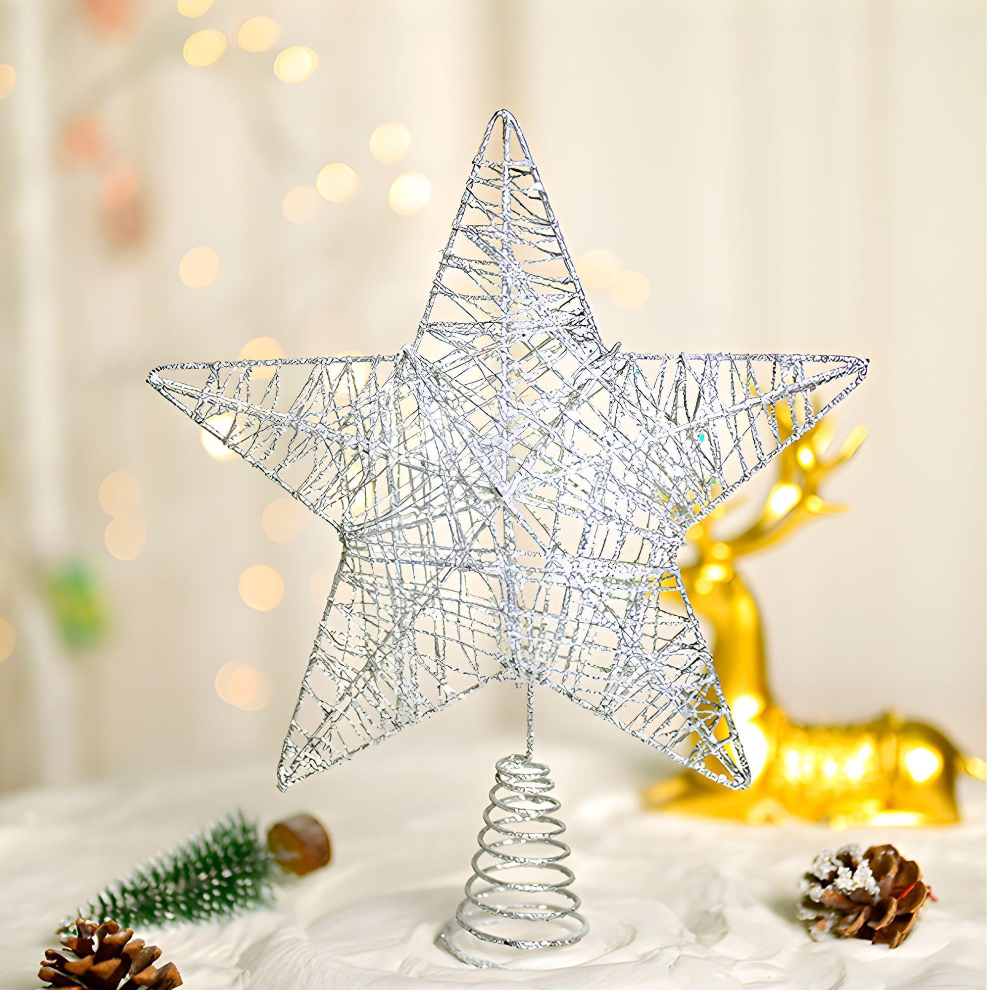 Estrella Navidad Doradas Plateadas Arbol Decoracion 18x23 Cm-2