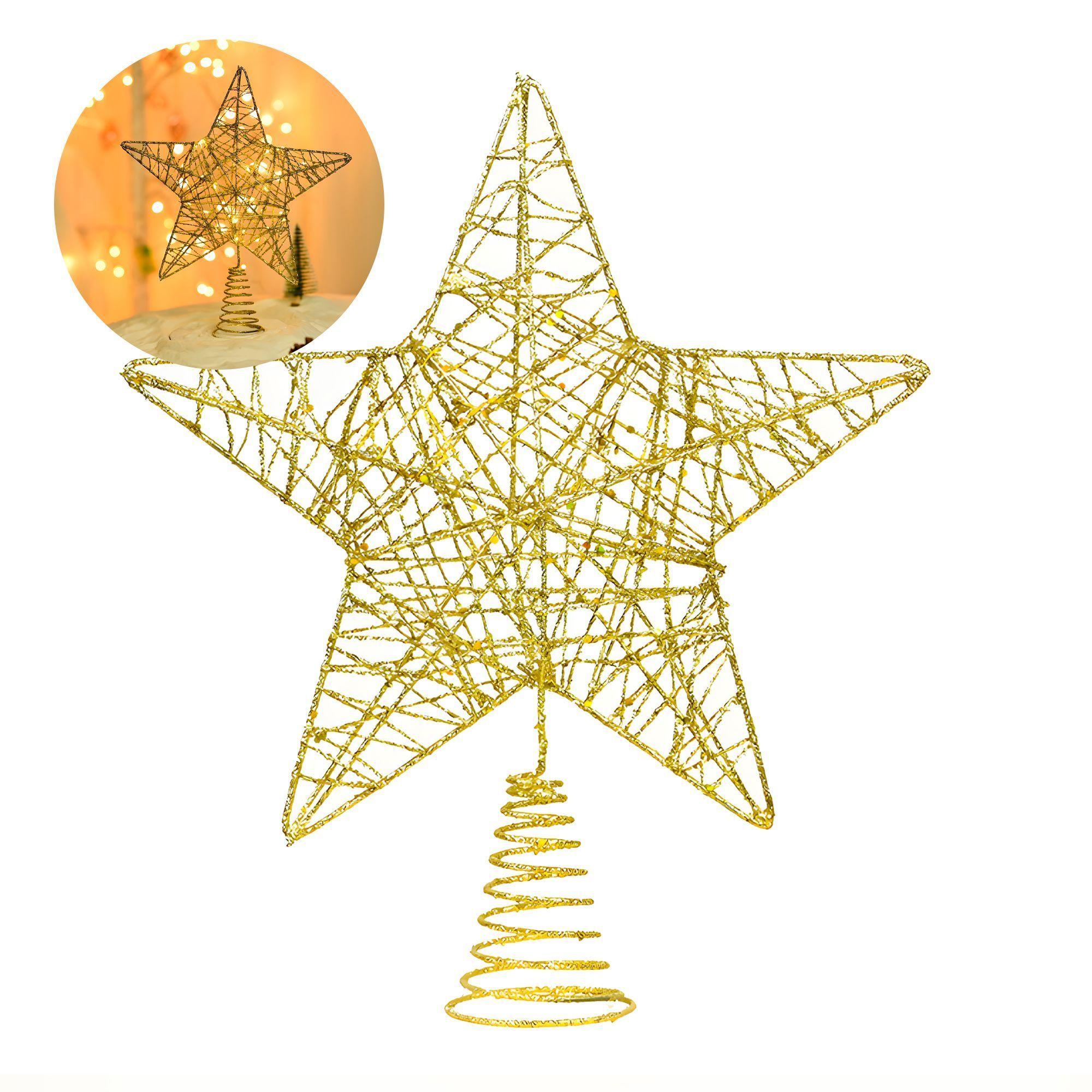 Estrella Navidad Doradas Plateadas Arbol Decoracion 18x23 Cm-0