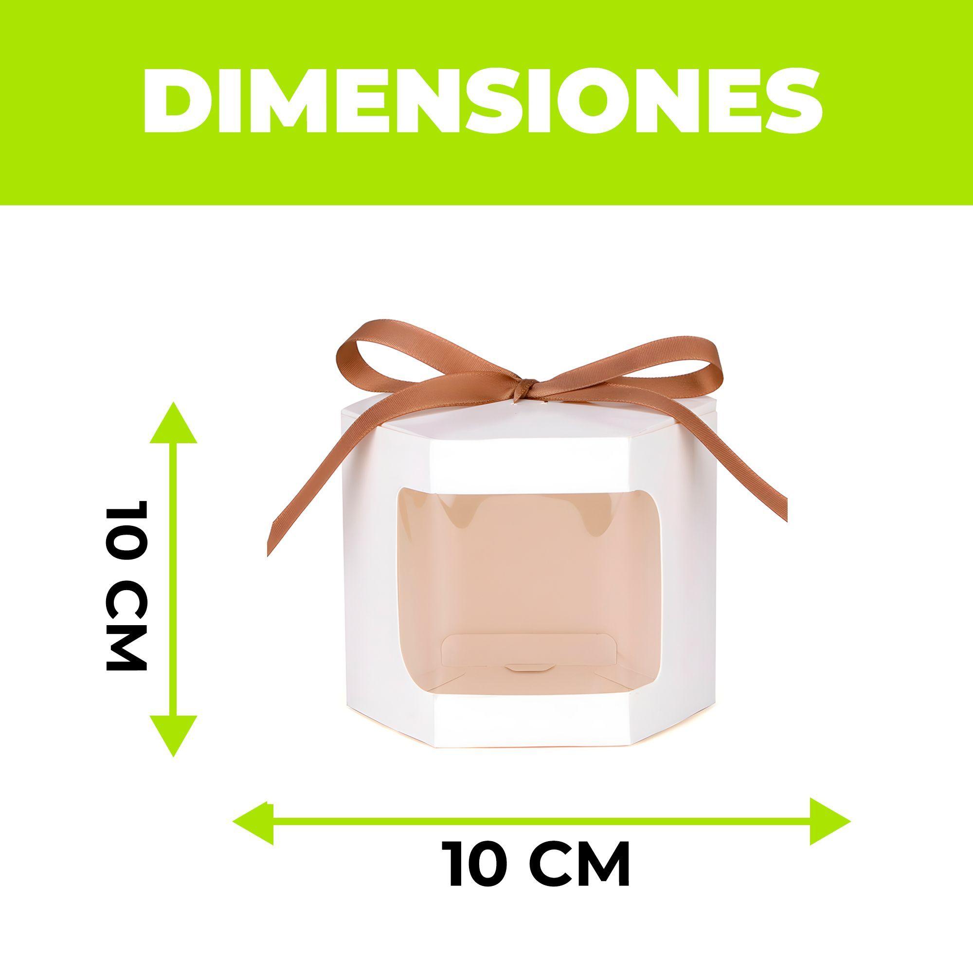 20 Cajas Regalo Hexagonal Blanca Visor Frontal 10x10x10 Cm-1